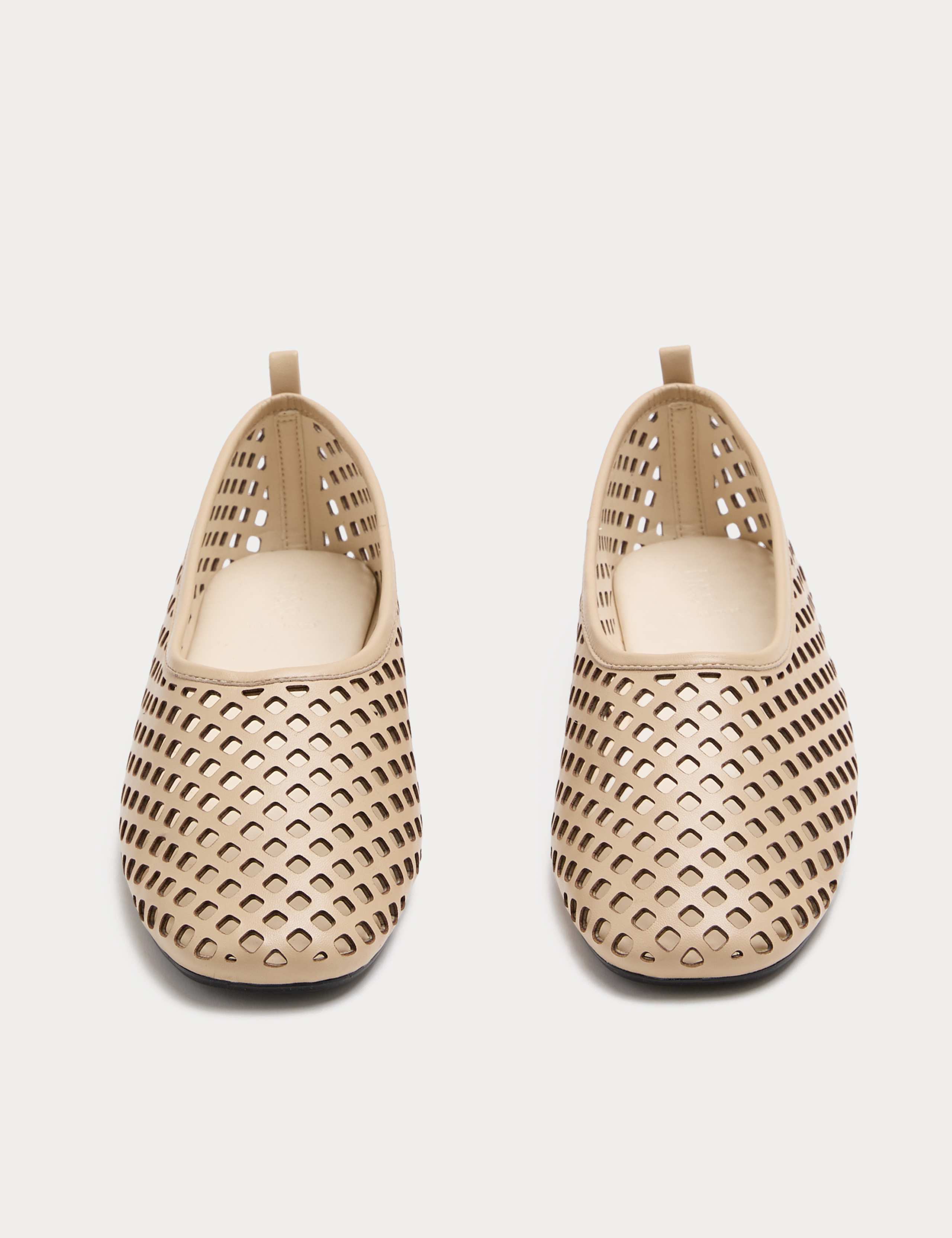 Leather Laser Cut Flat Ballet Pumps