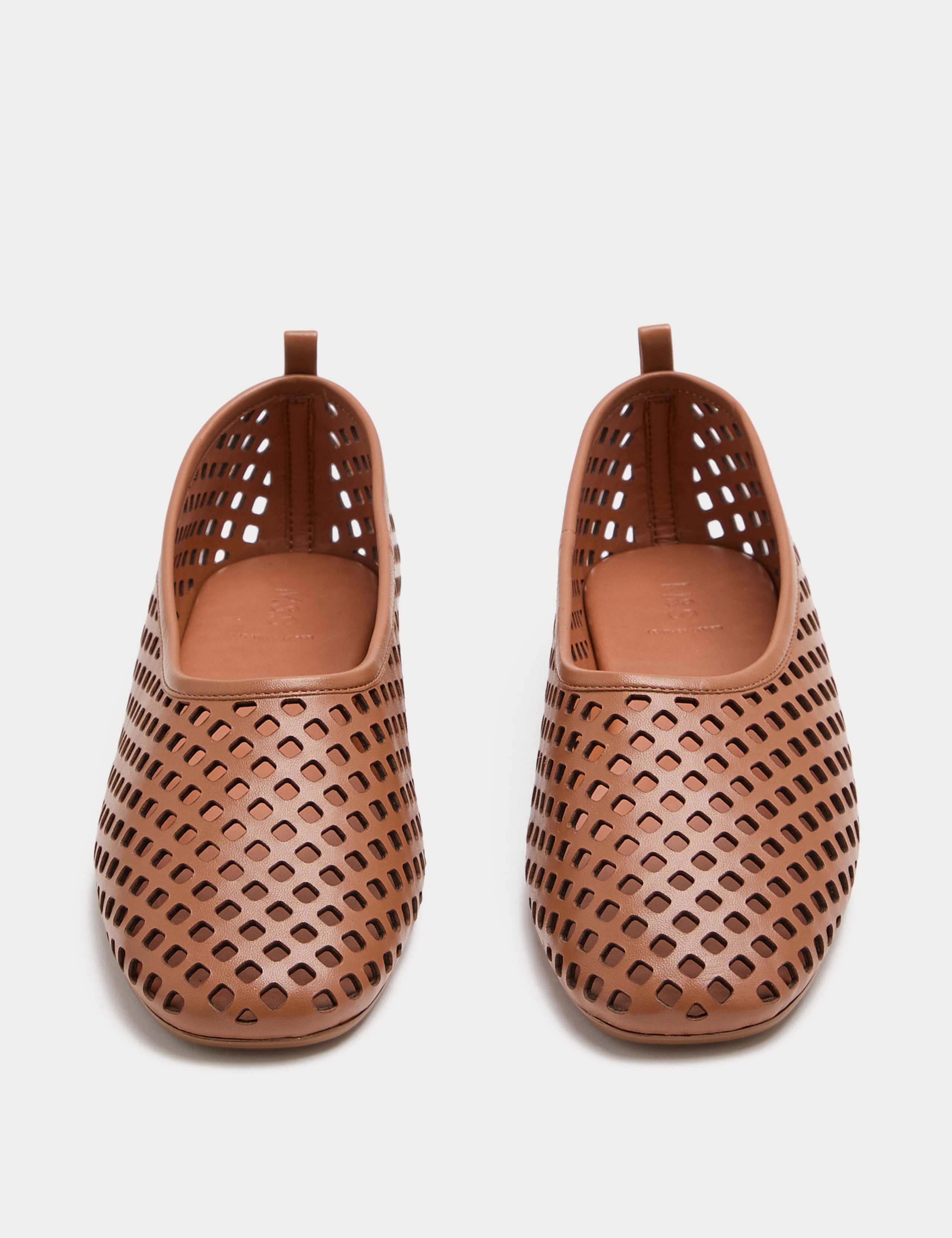 Leather Laser Cut Flat Ballet Pumps