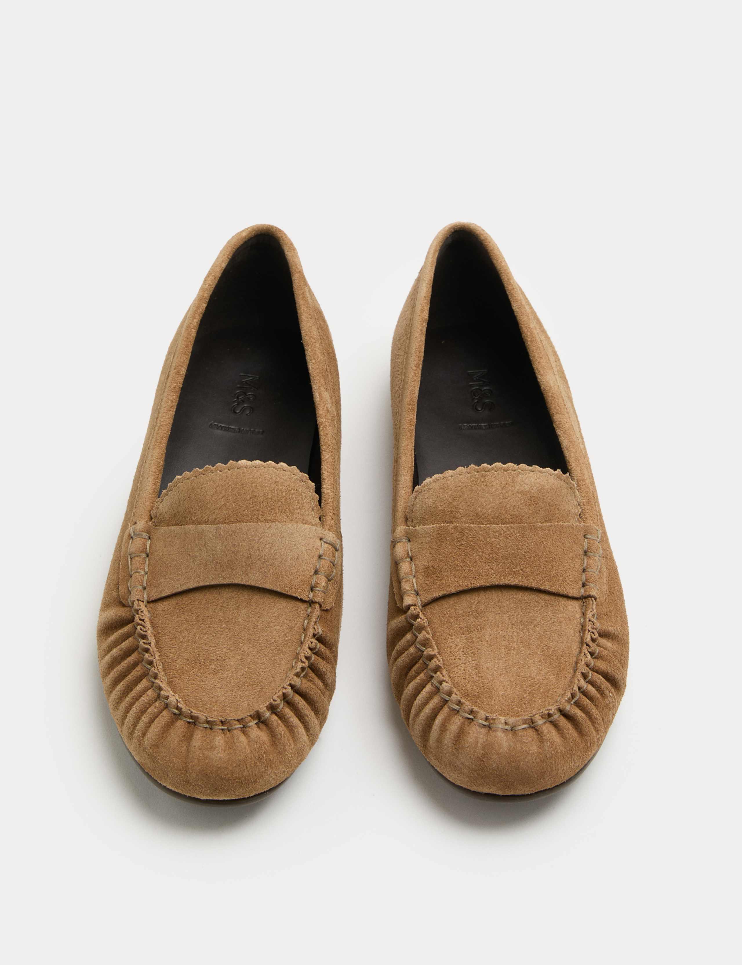 Suede Flat Loafer Pumps