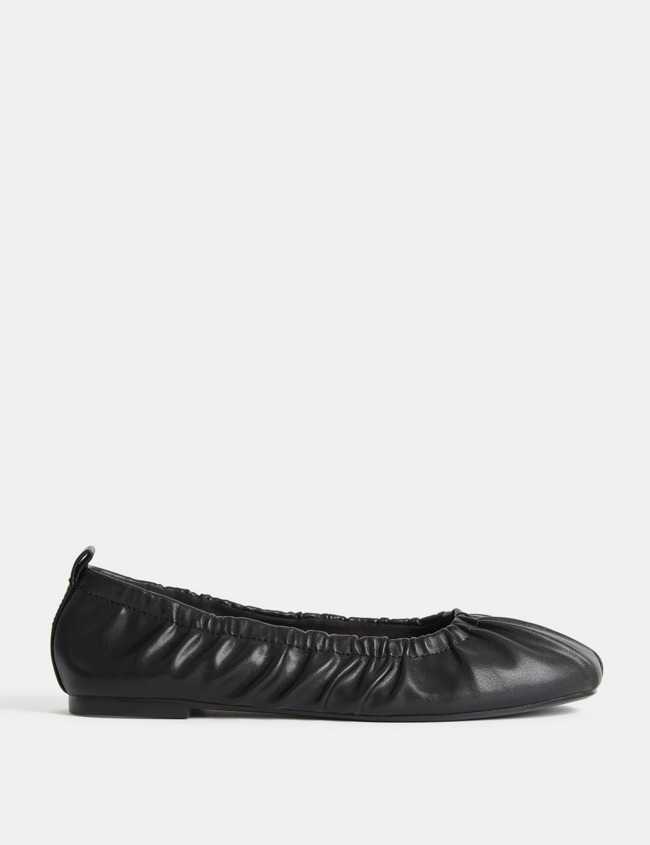 Ruched Slip On Ballet Pumps