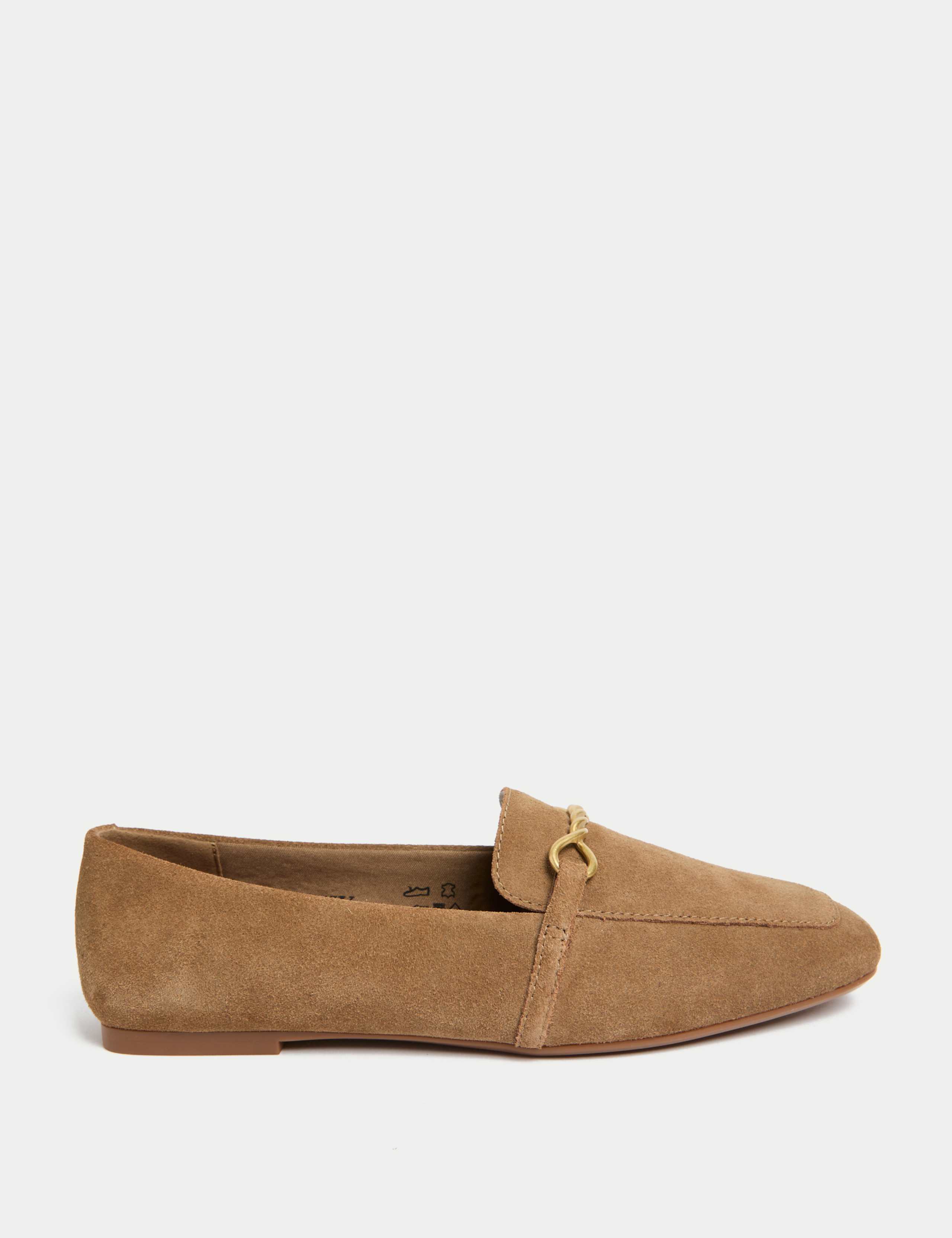 Suede Chain Detail Flat Loafers