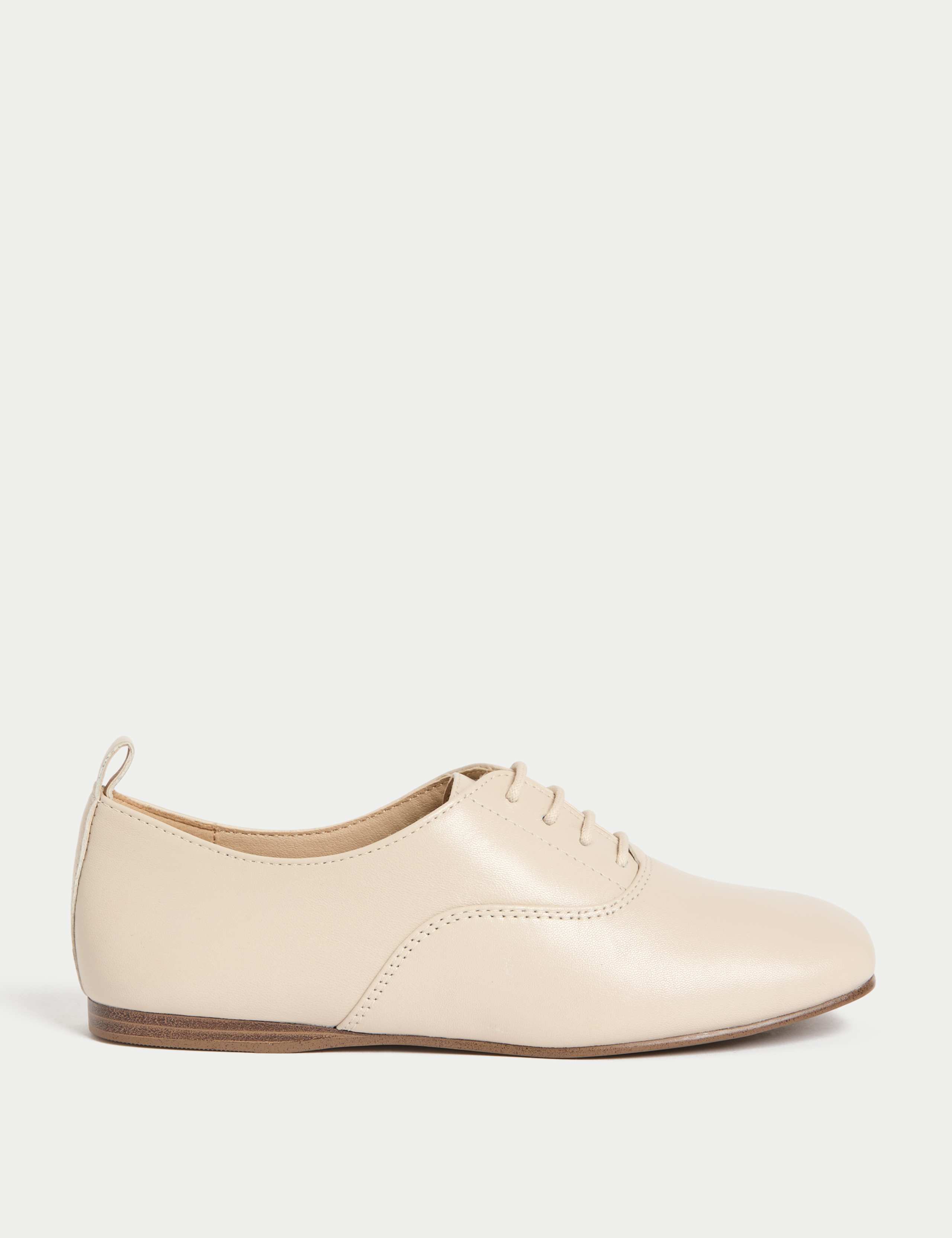 Leather Lace Up Flat Shoes