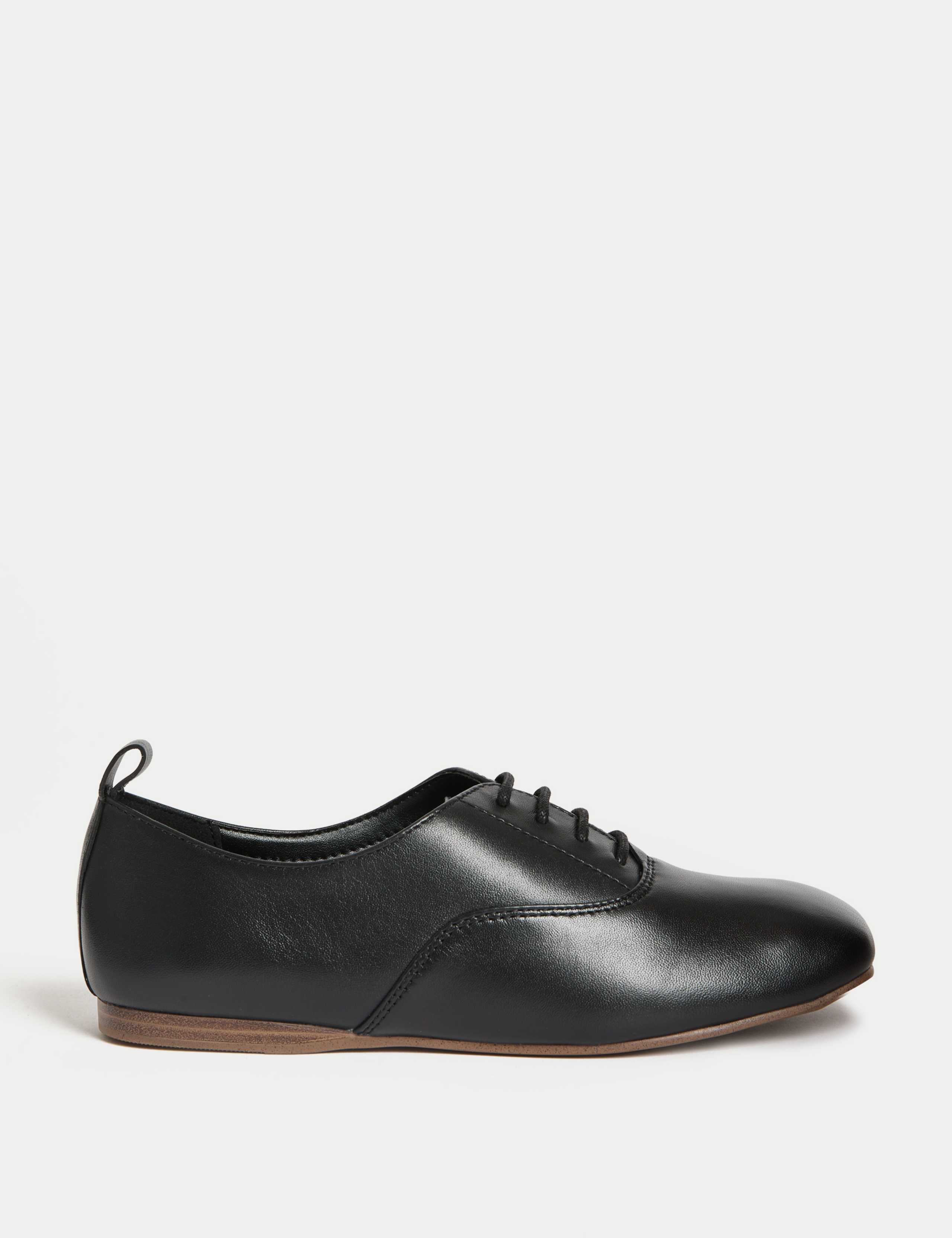 Leather Lace Up Flat Shoes
