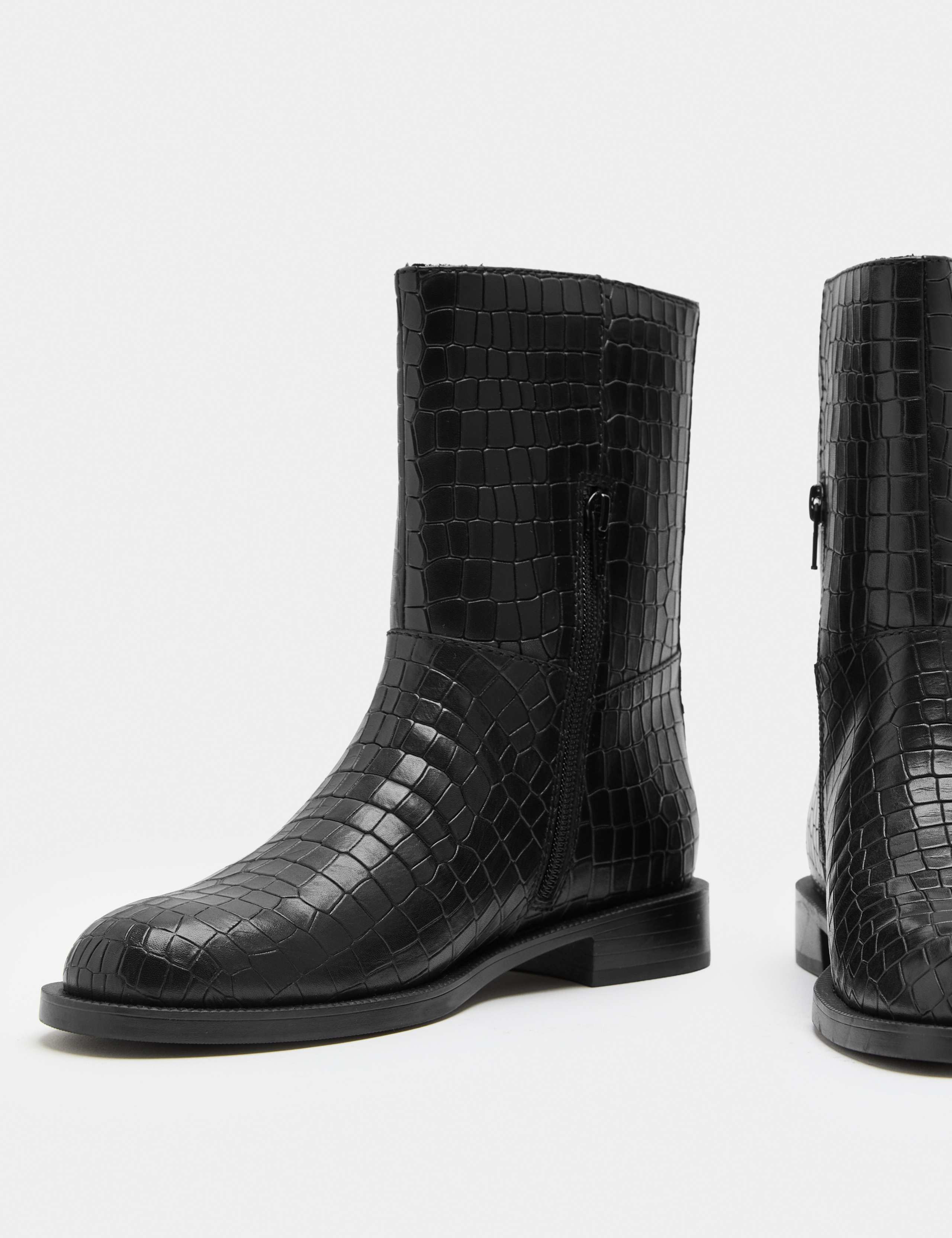 Leather Block Heel Boots
