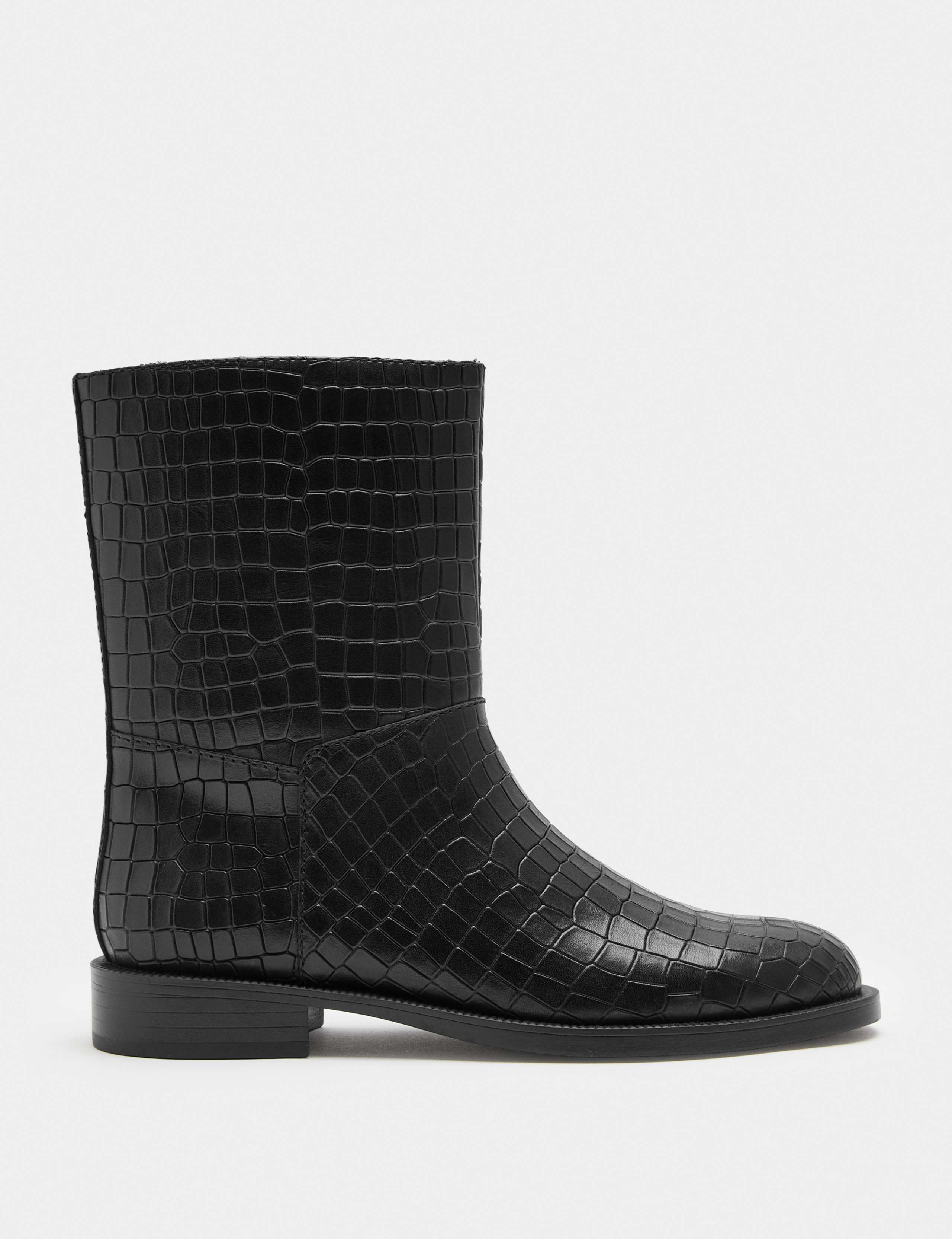 Leather Block Heel Boots
