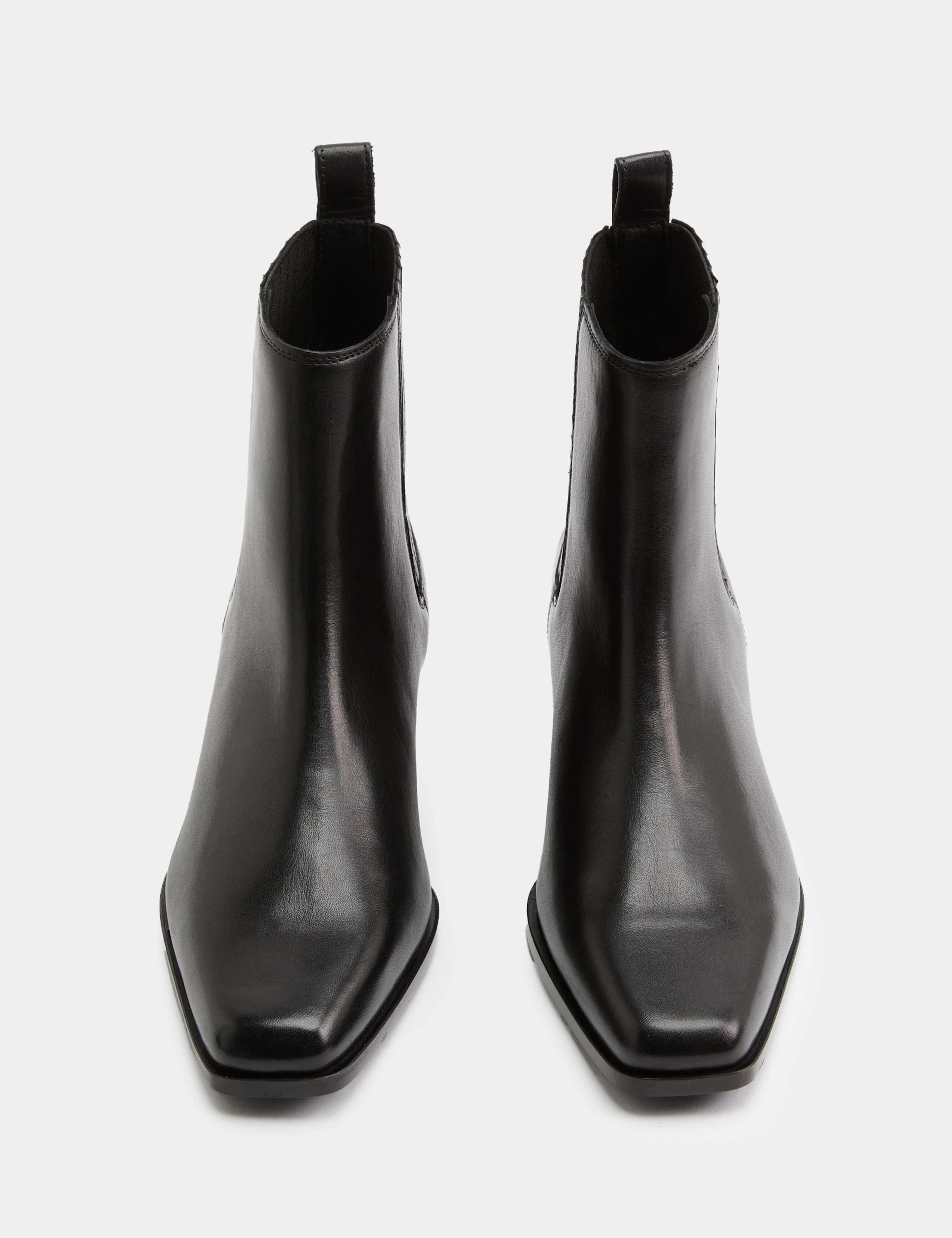 Leather Western Block Heel Ankle Boots