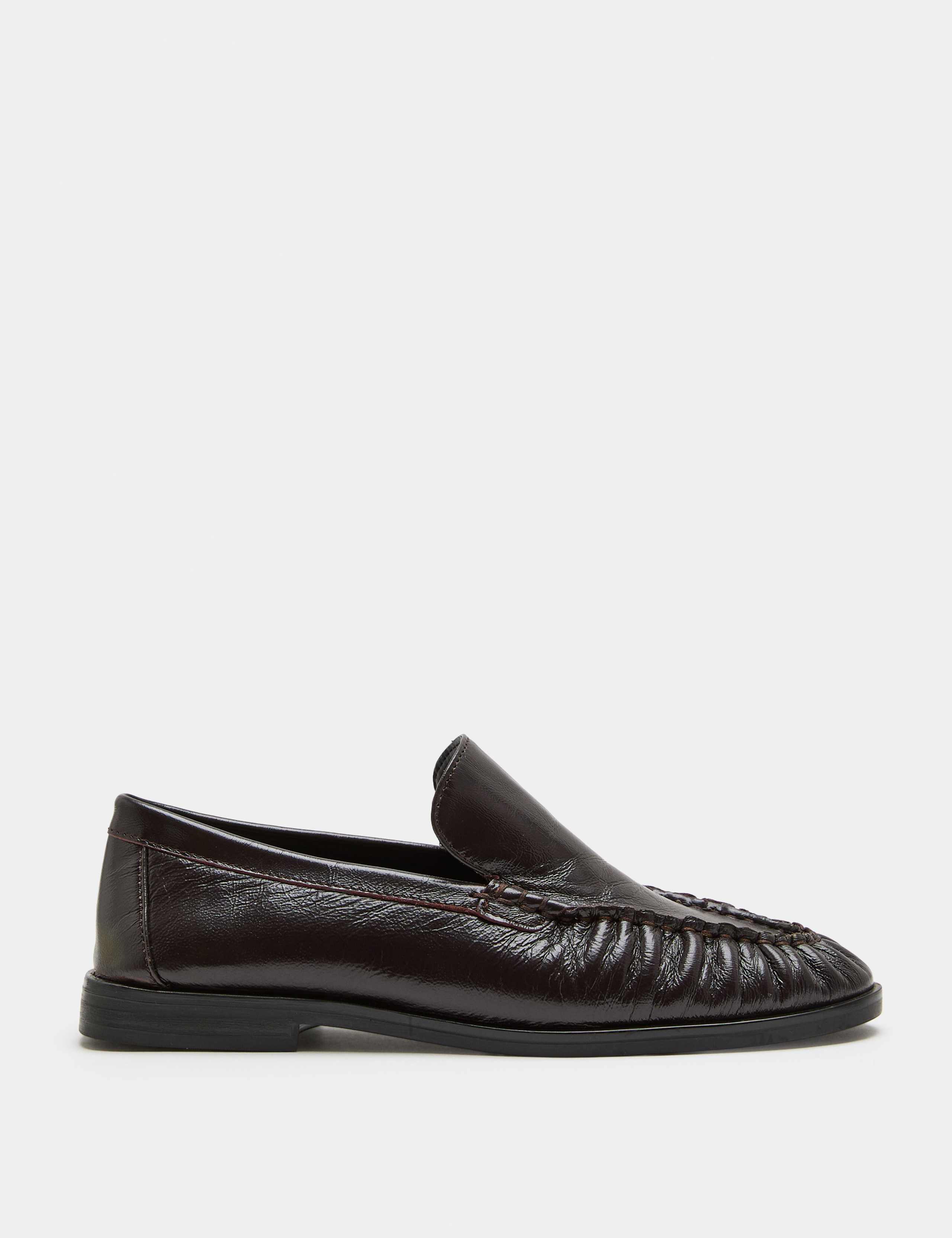 Leather Ruched Loafers