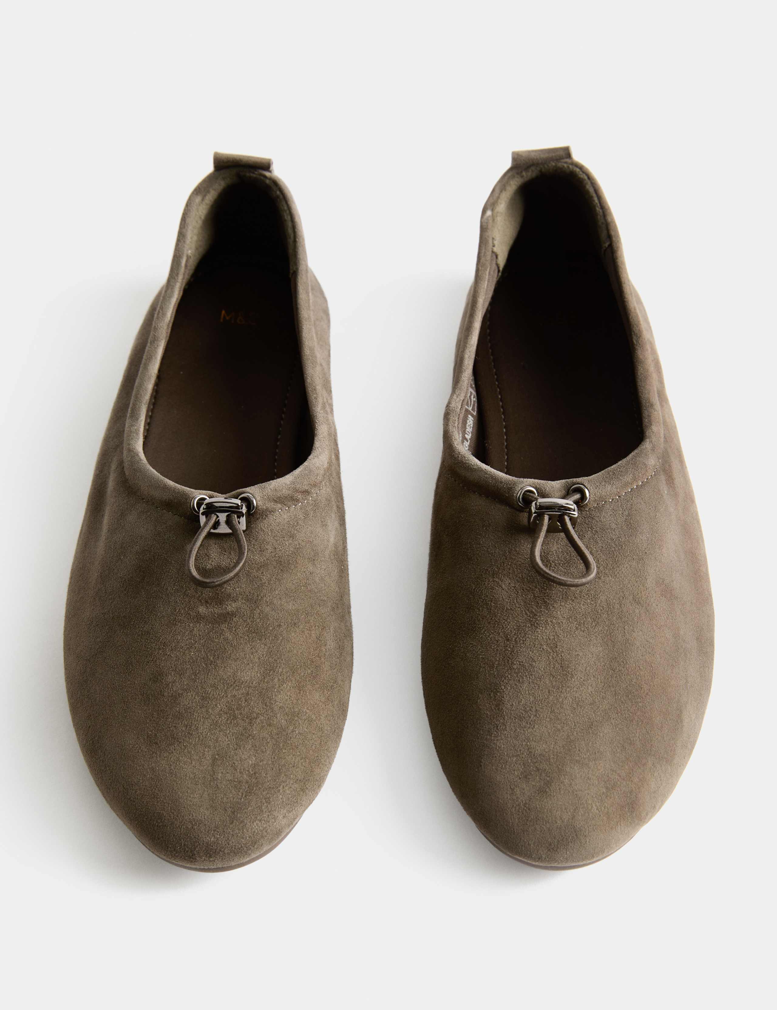 Suede Toggle Cord Flat Ballet Pumps