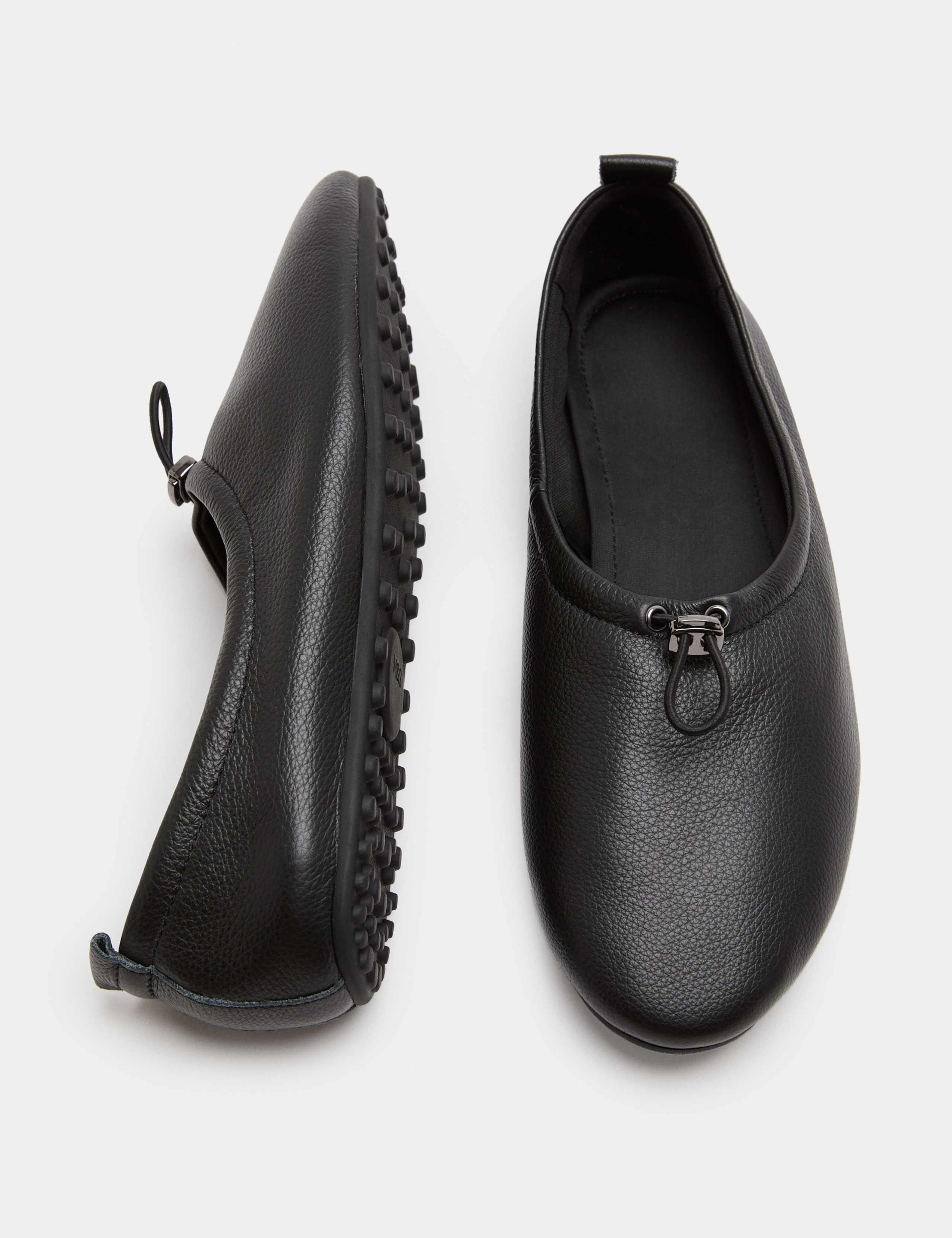 Leather Toggle Ballet Pumps