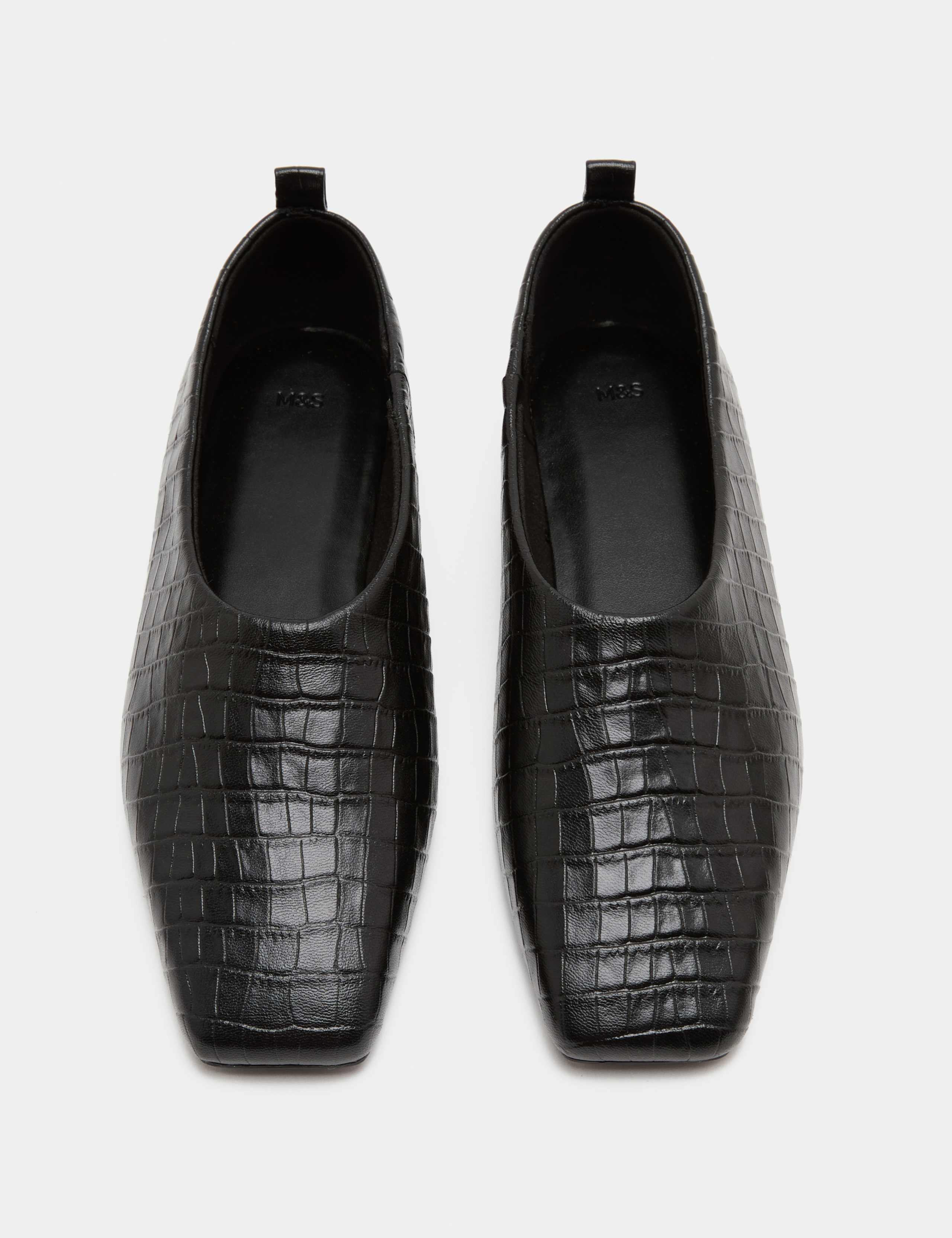 Leather Flat Square Toe Ballet Pump