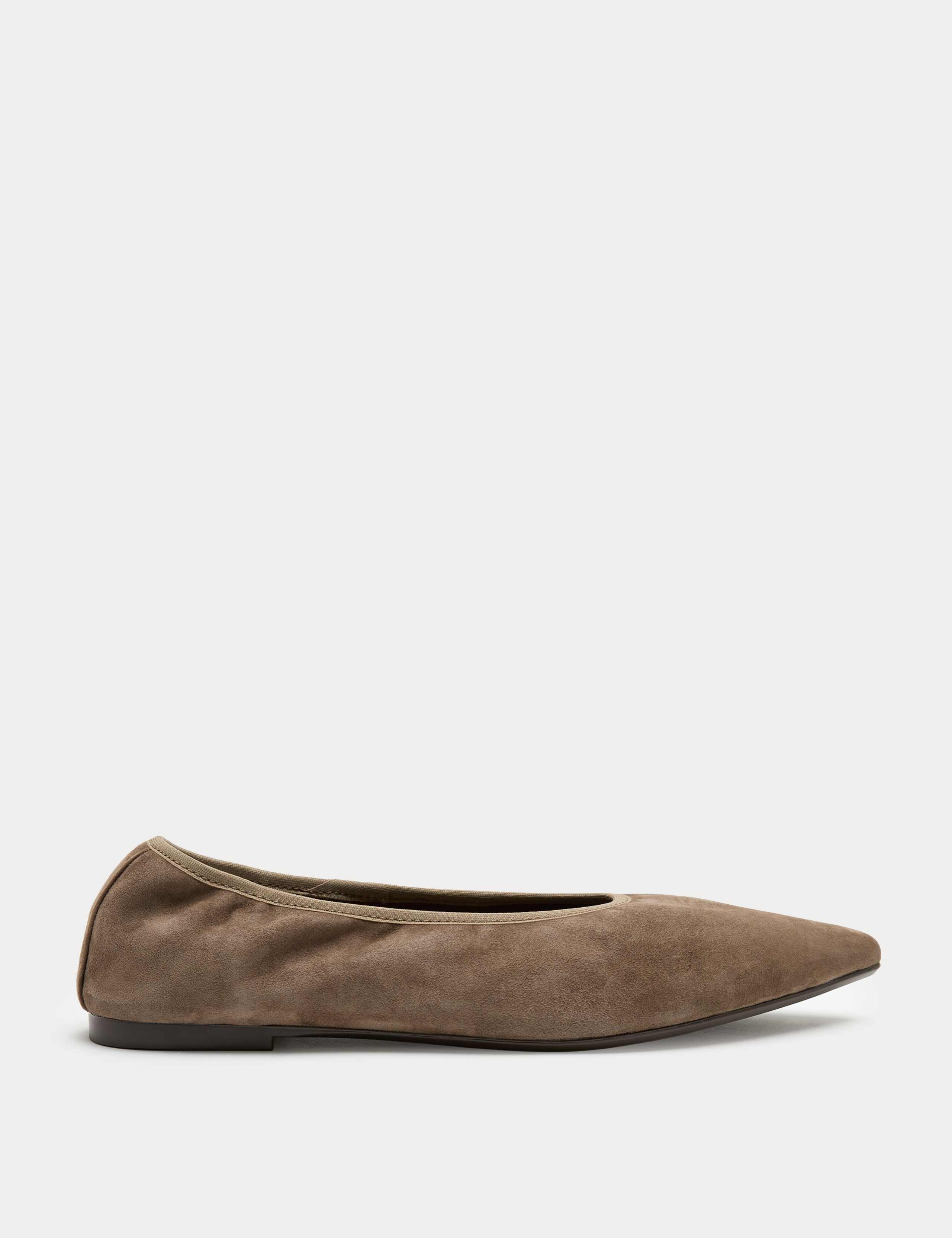 Suede Flat Pointed Toe Ballet Pumps