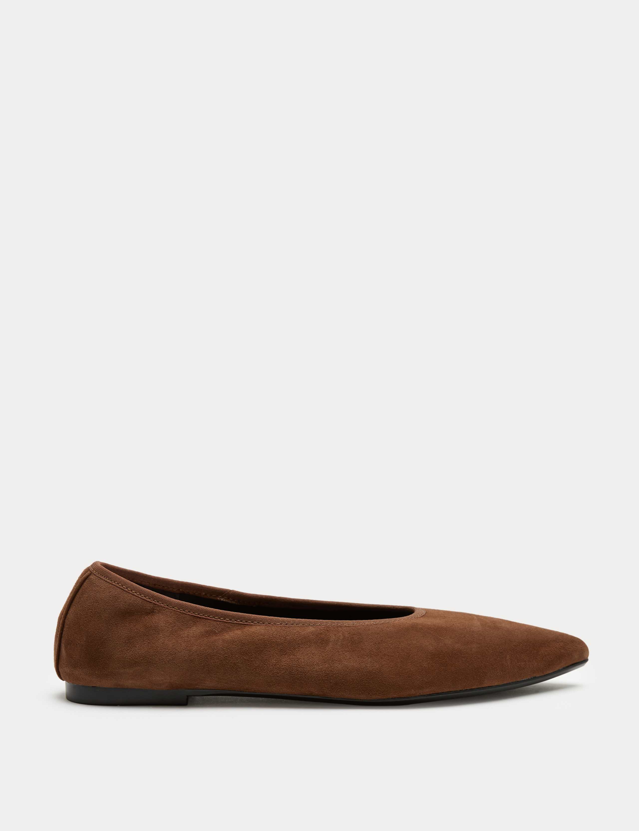 Suede Flat Pointed Toe Ballet Pumps