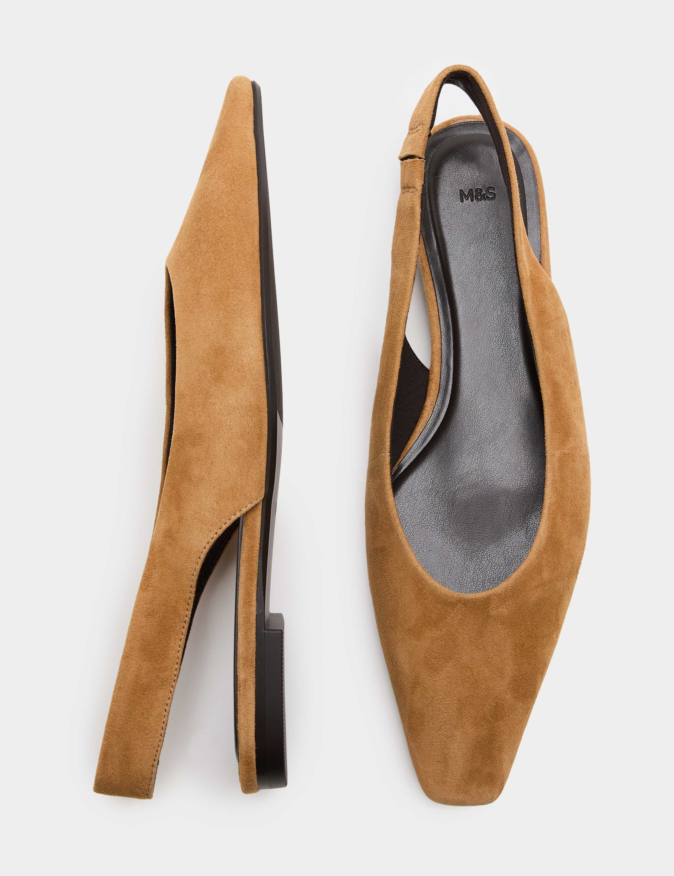 Suede Flat Chisel Toe Slingback Shoes