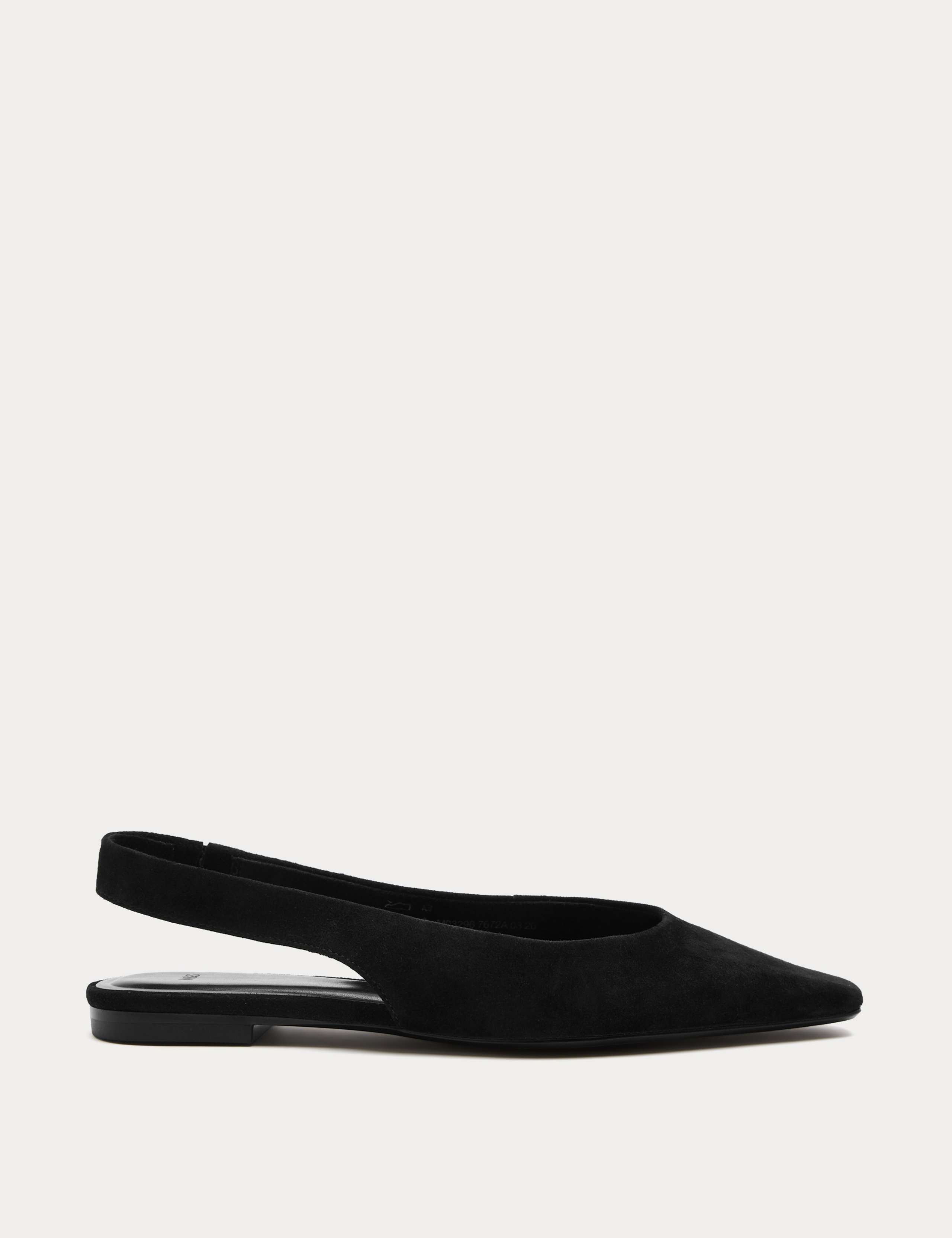 Suede Flat Chisel Toe Slingback Shoes