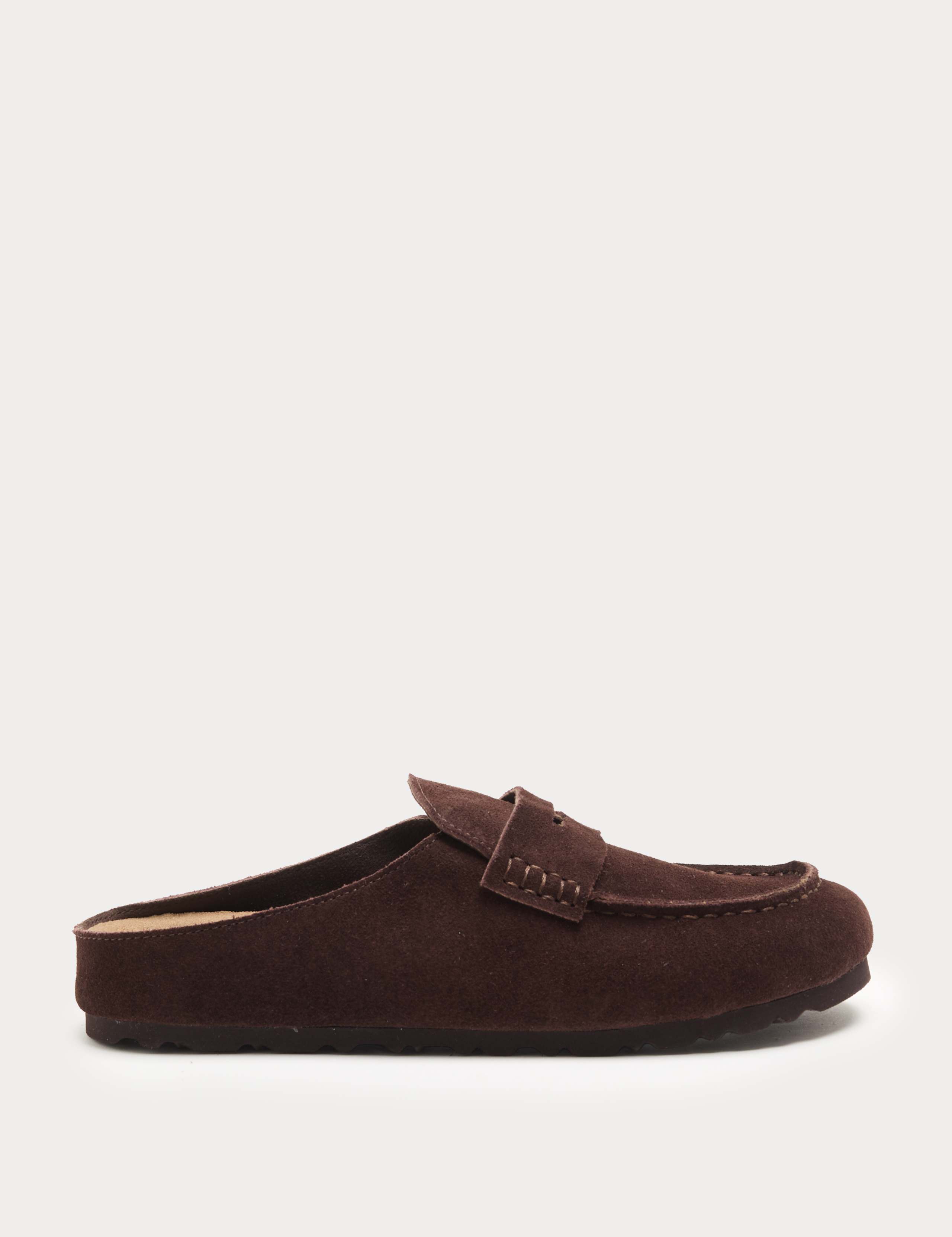 Suede Flat Loafer Clogs