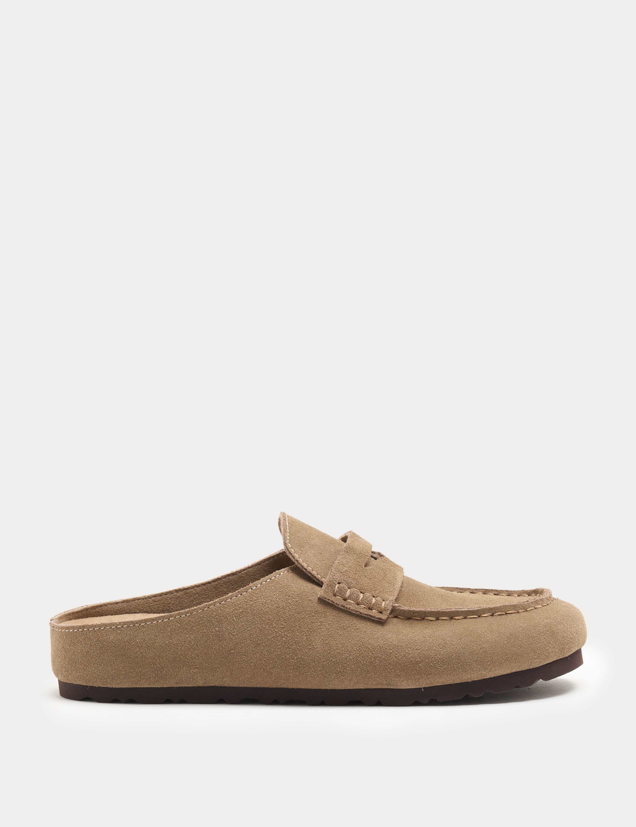 Suede Flat Loafer Clogs
