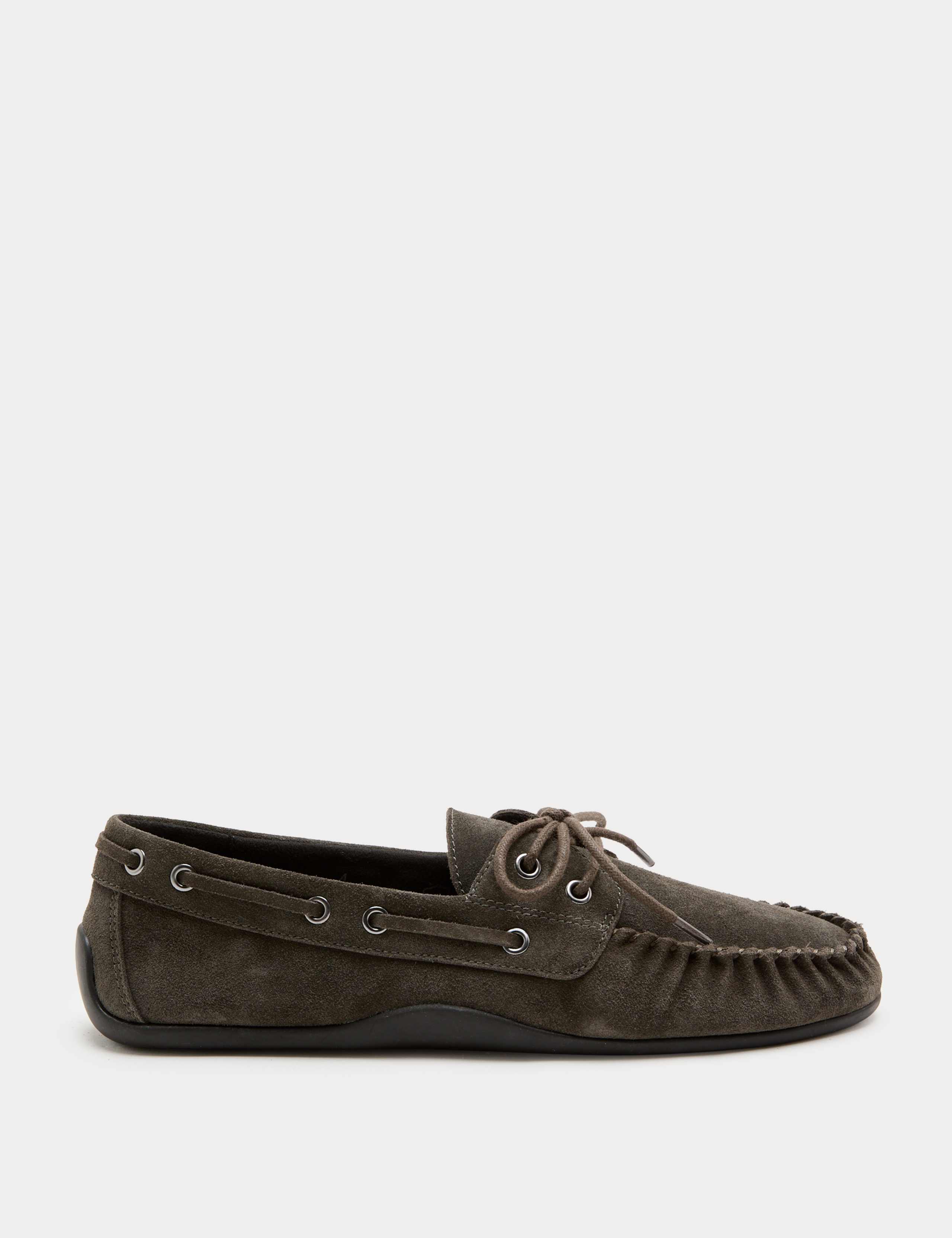Suede Lace Up Flat Boat Shoes