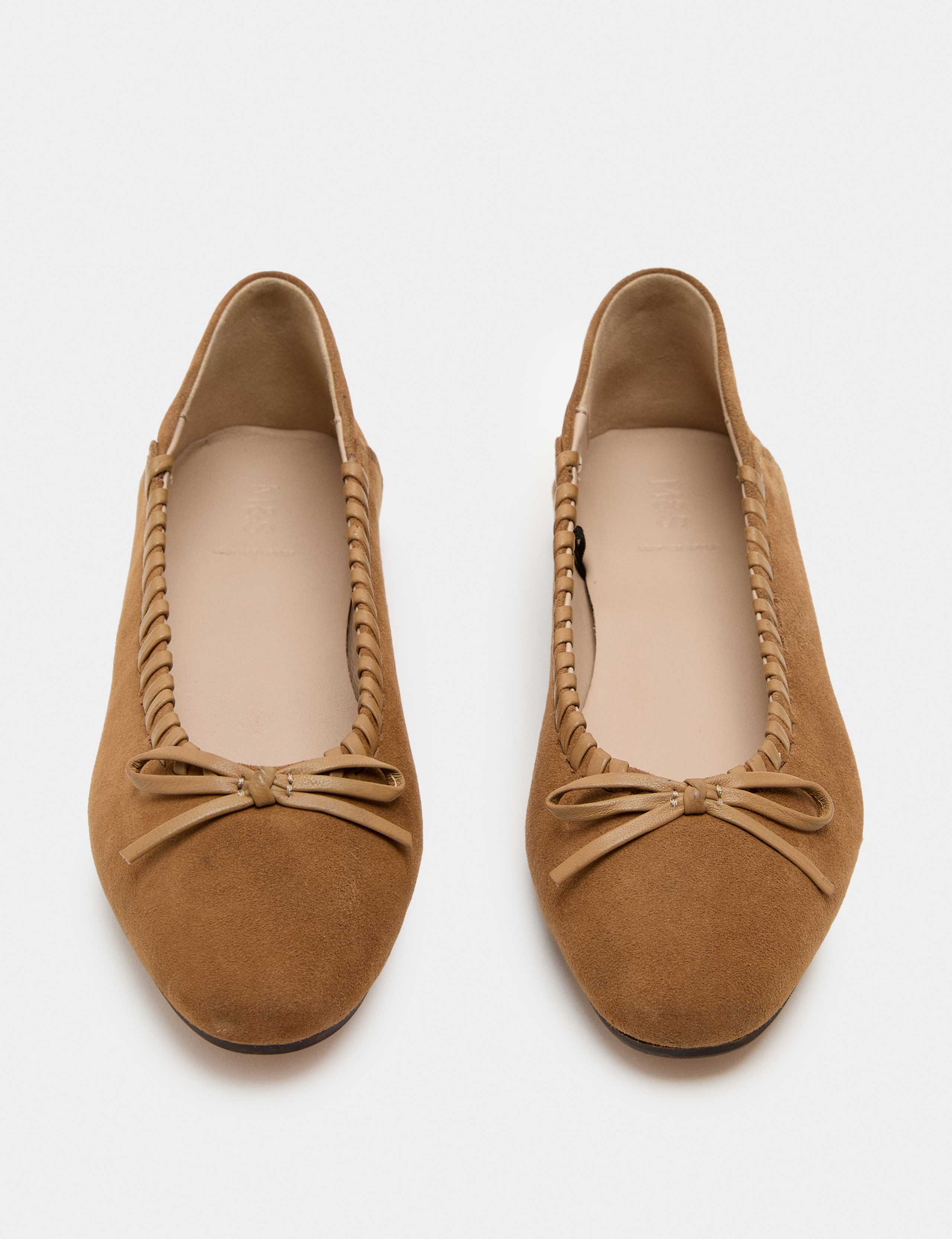 Suede Bow Flat Ballet Pumps