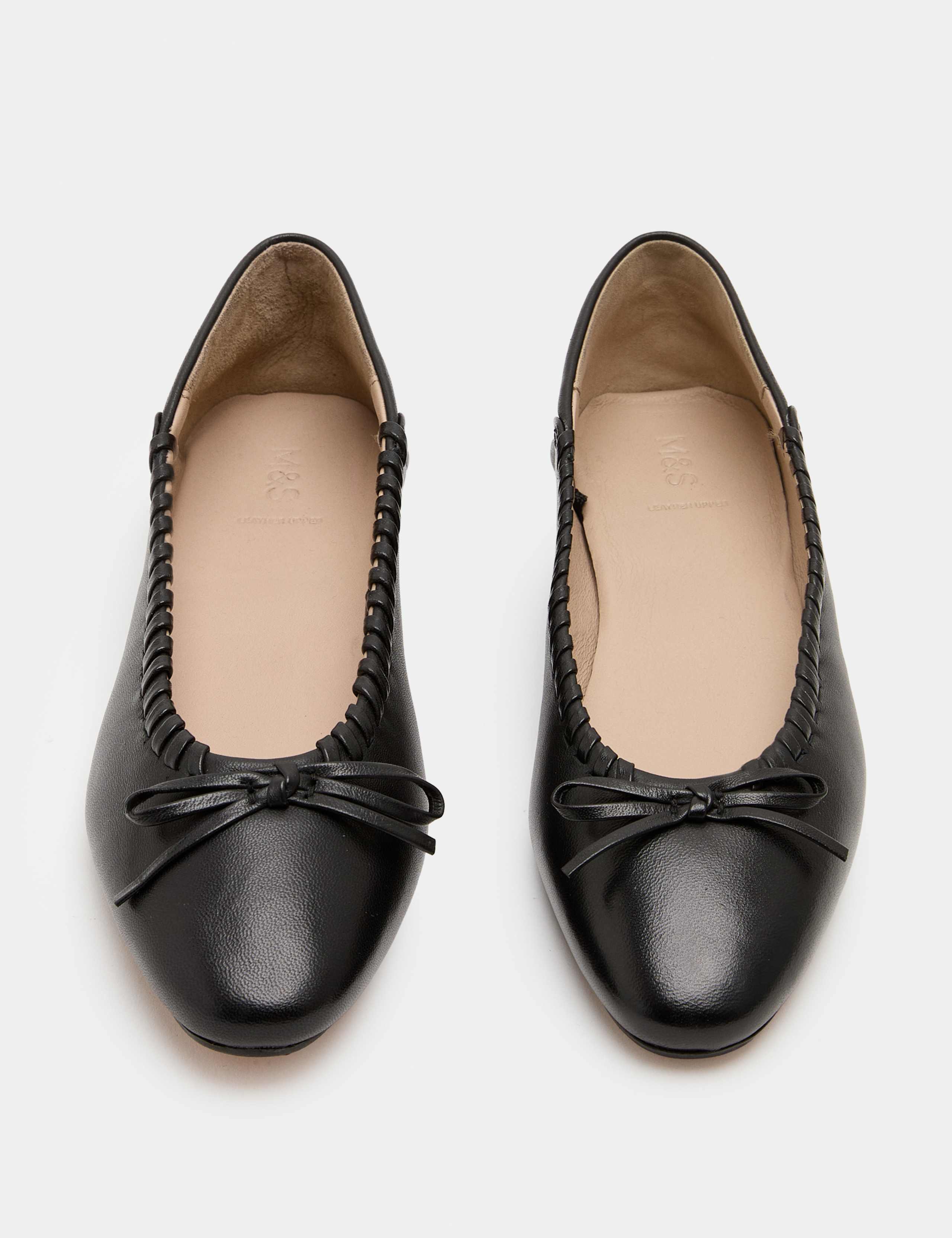 Leather Bow Flat Ballet Pumps