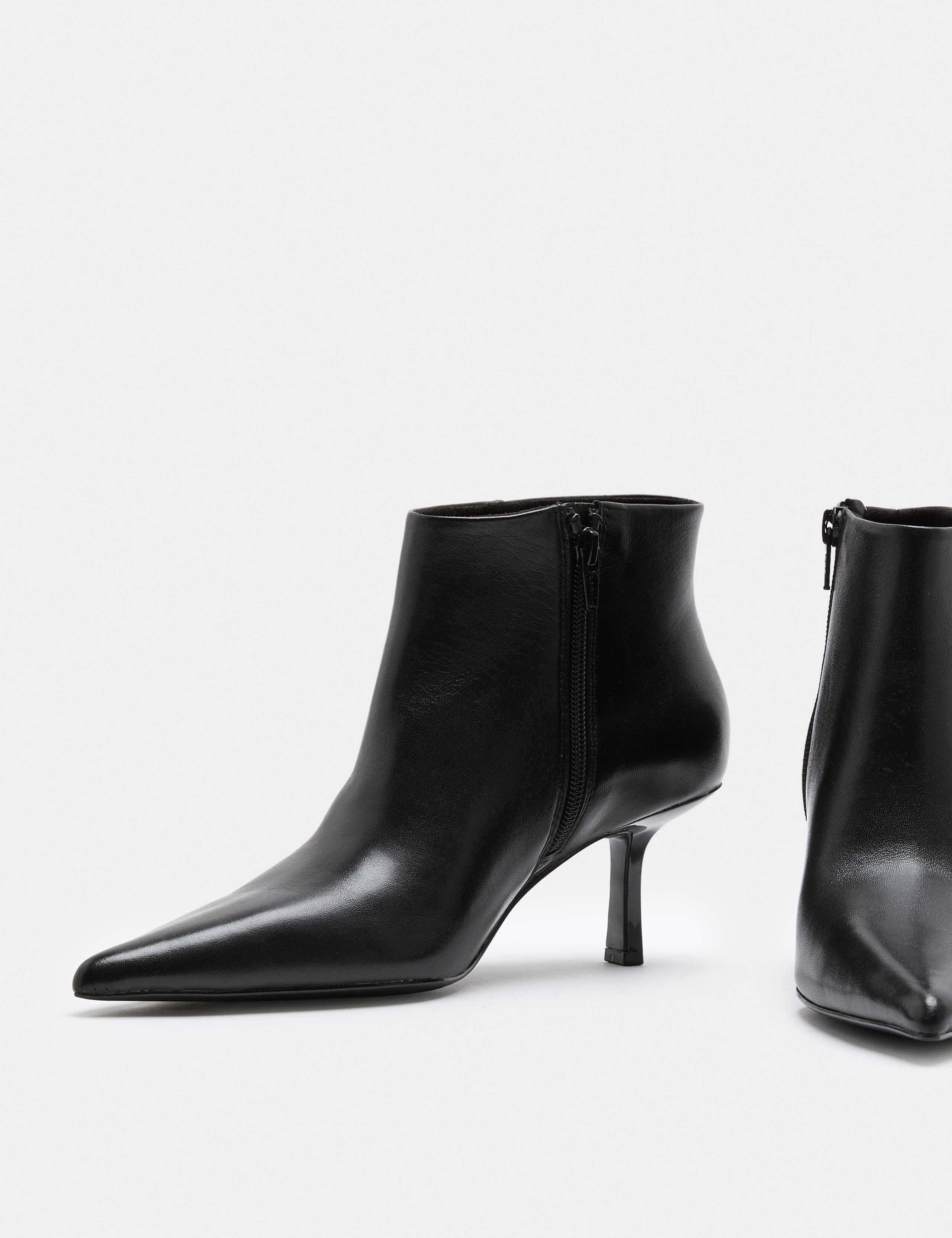 Leather Stiletto Heel Pointed Ankle Boots