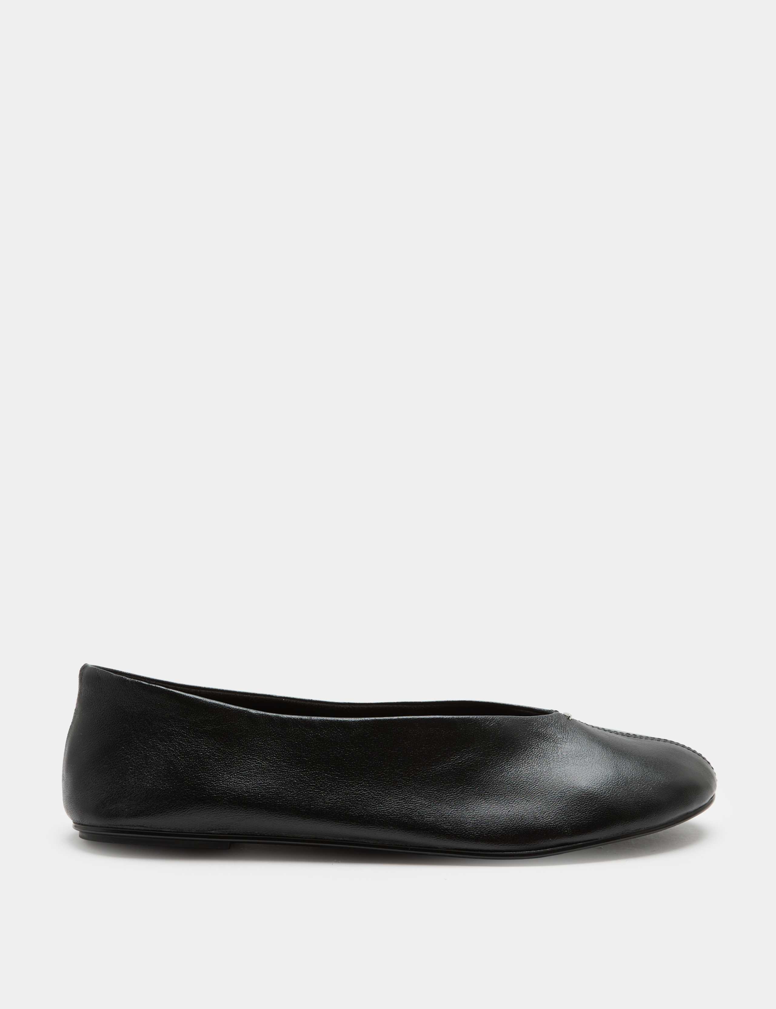 Leather Metallic Round Toe Ballet Pumps