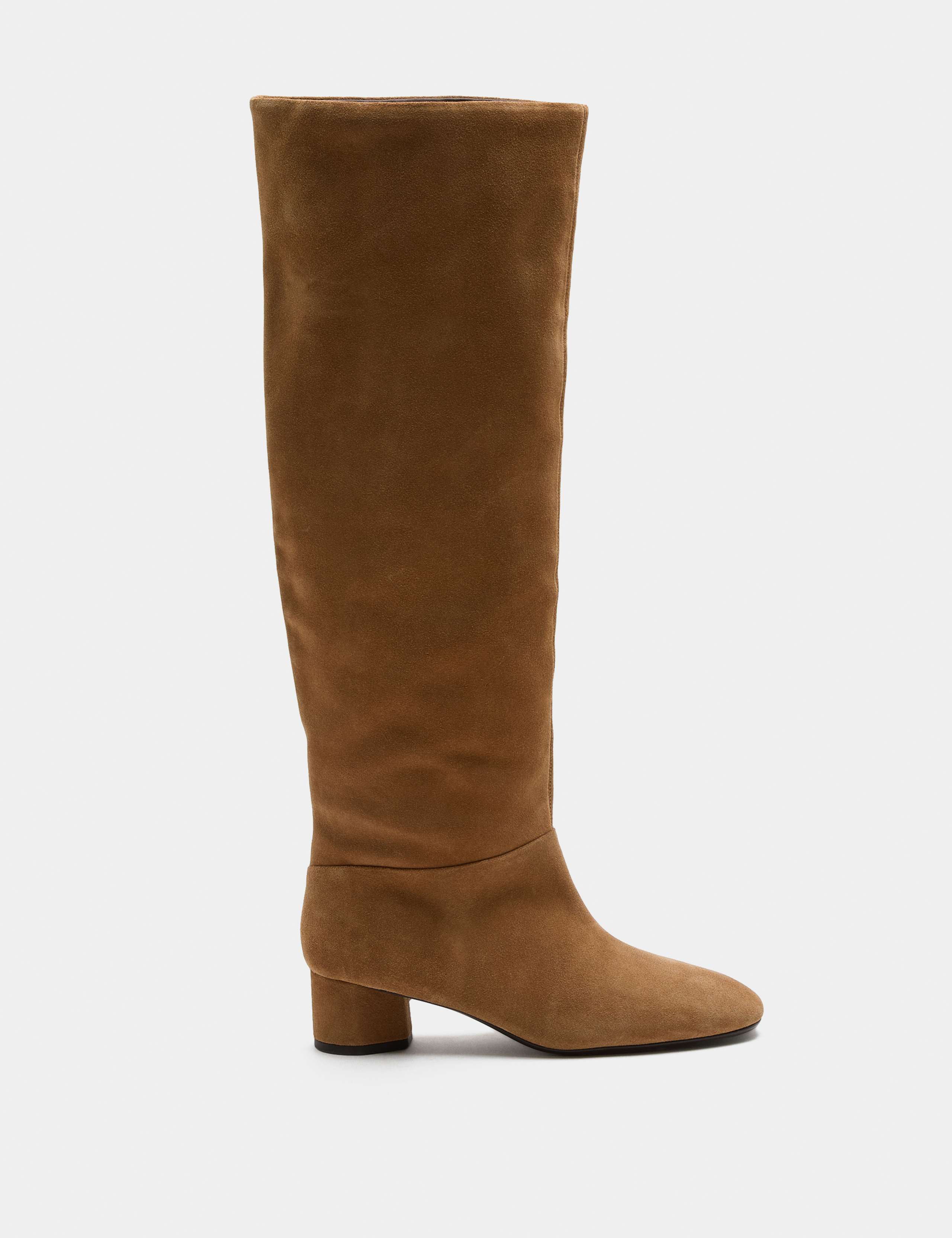 Suede Block Heel Knee High Boots