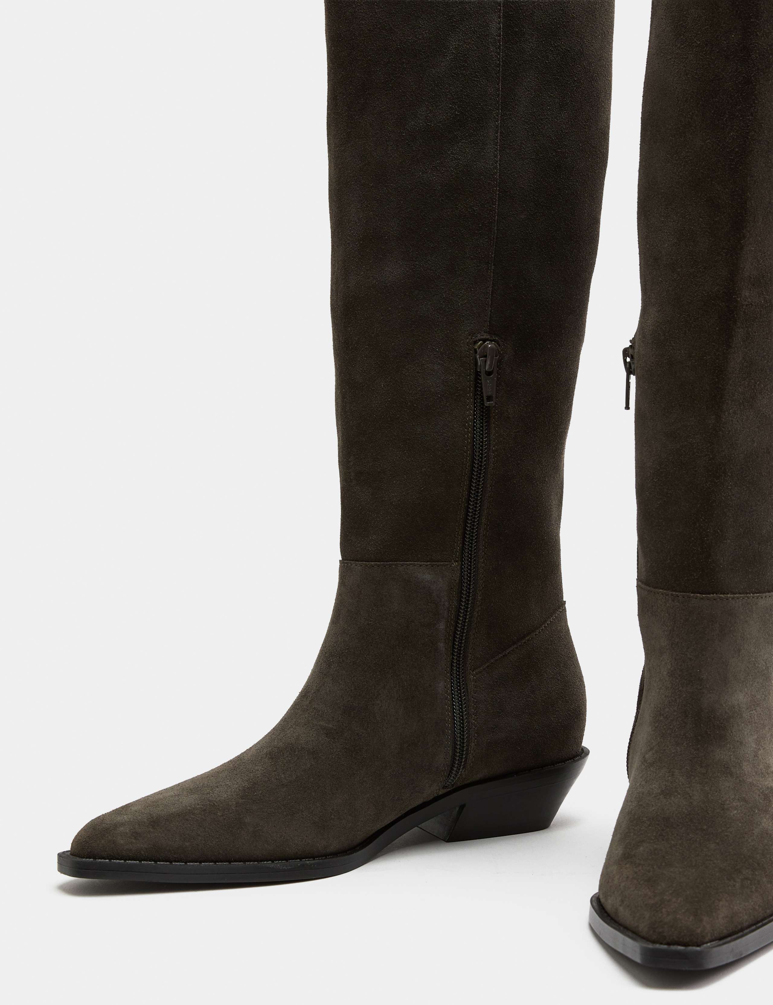 Suede Cowboy Knee High Boots