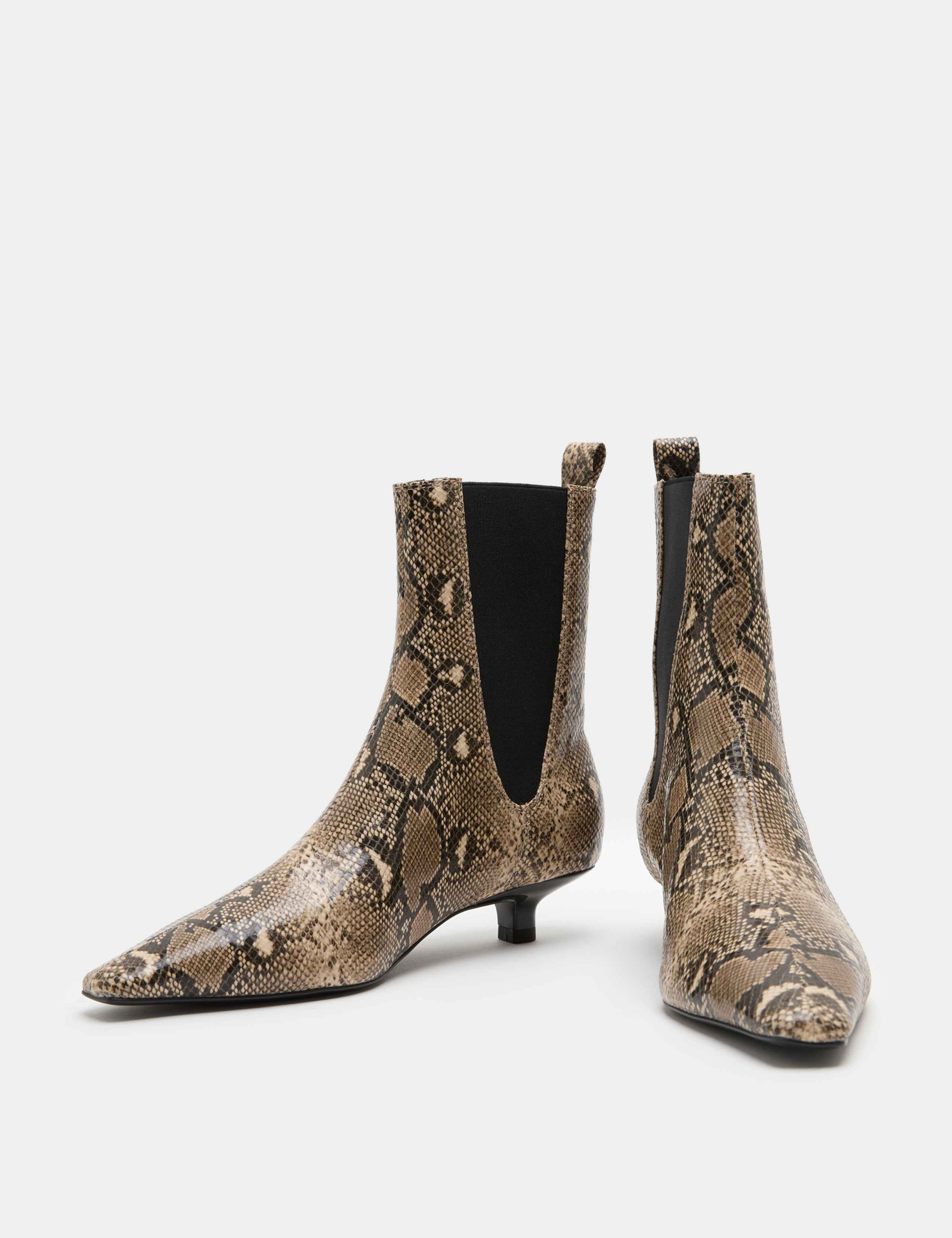 Chelsea Snake Print Kitten Heel Boots