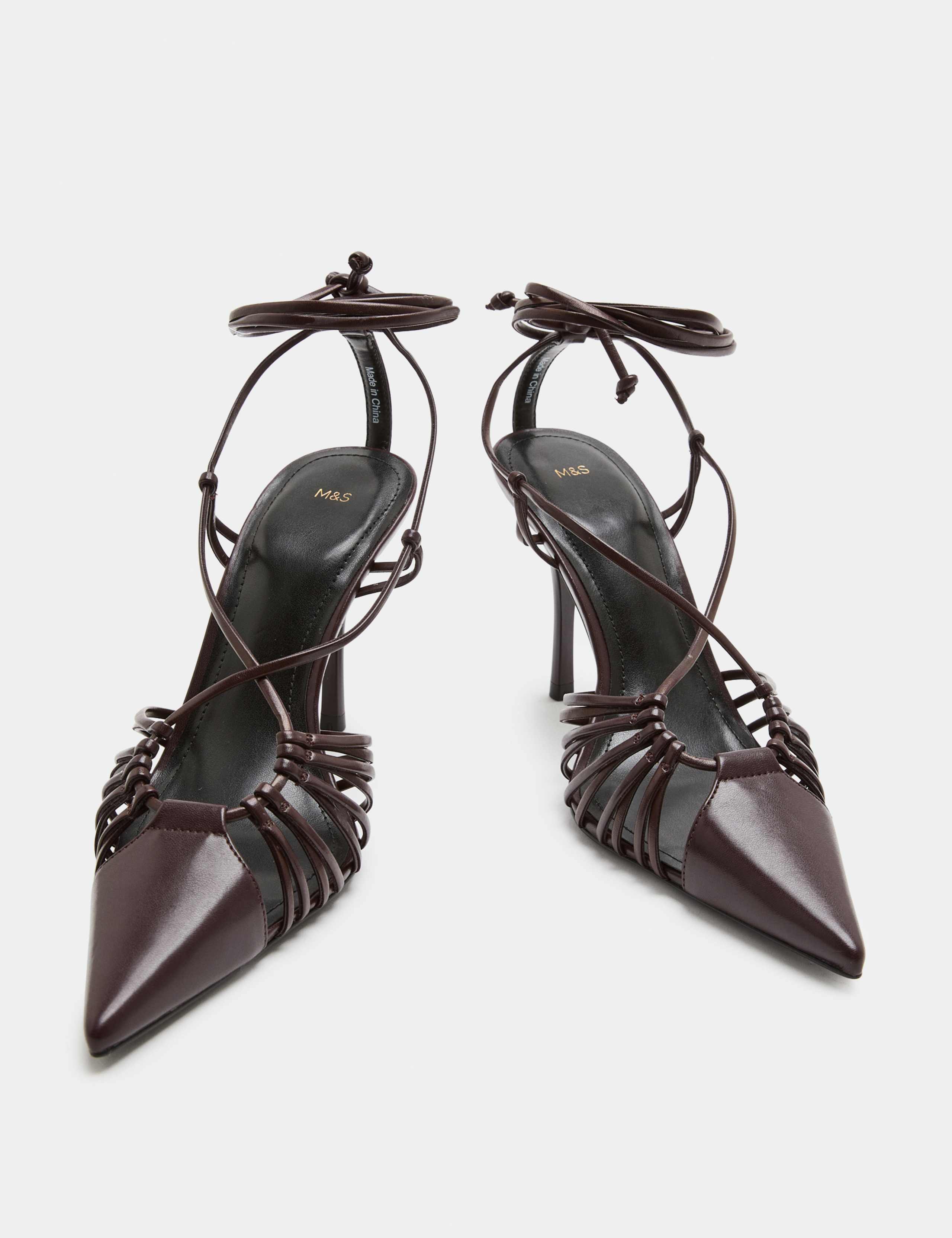 Strappy Stiletto Heel Pointed Court Shoes