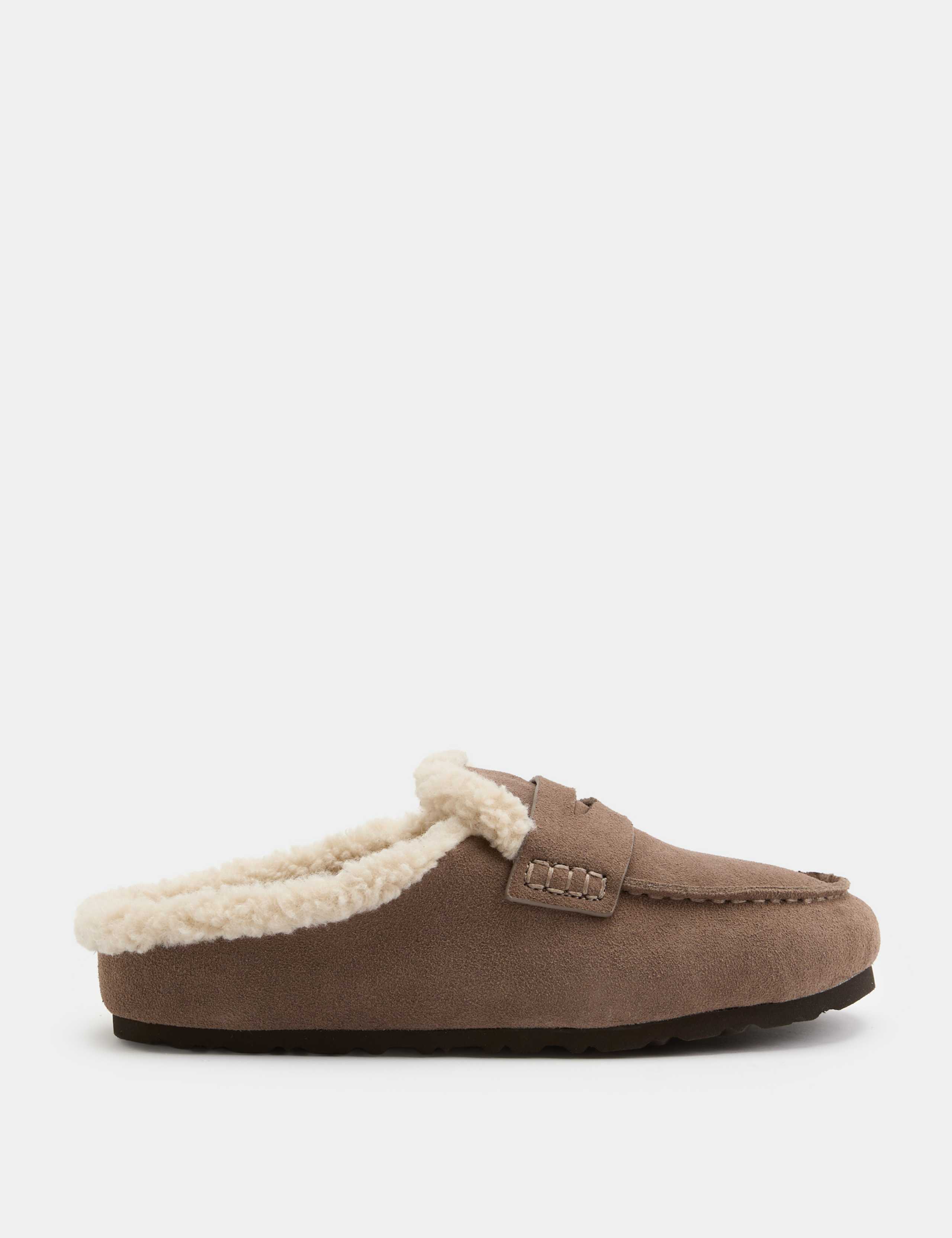Suede Faux Fur Lined Clogs