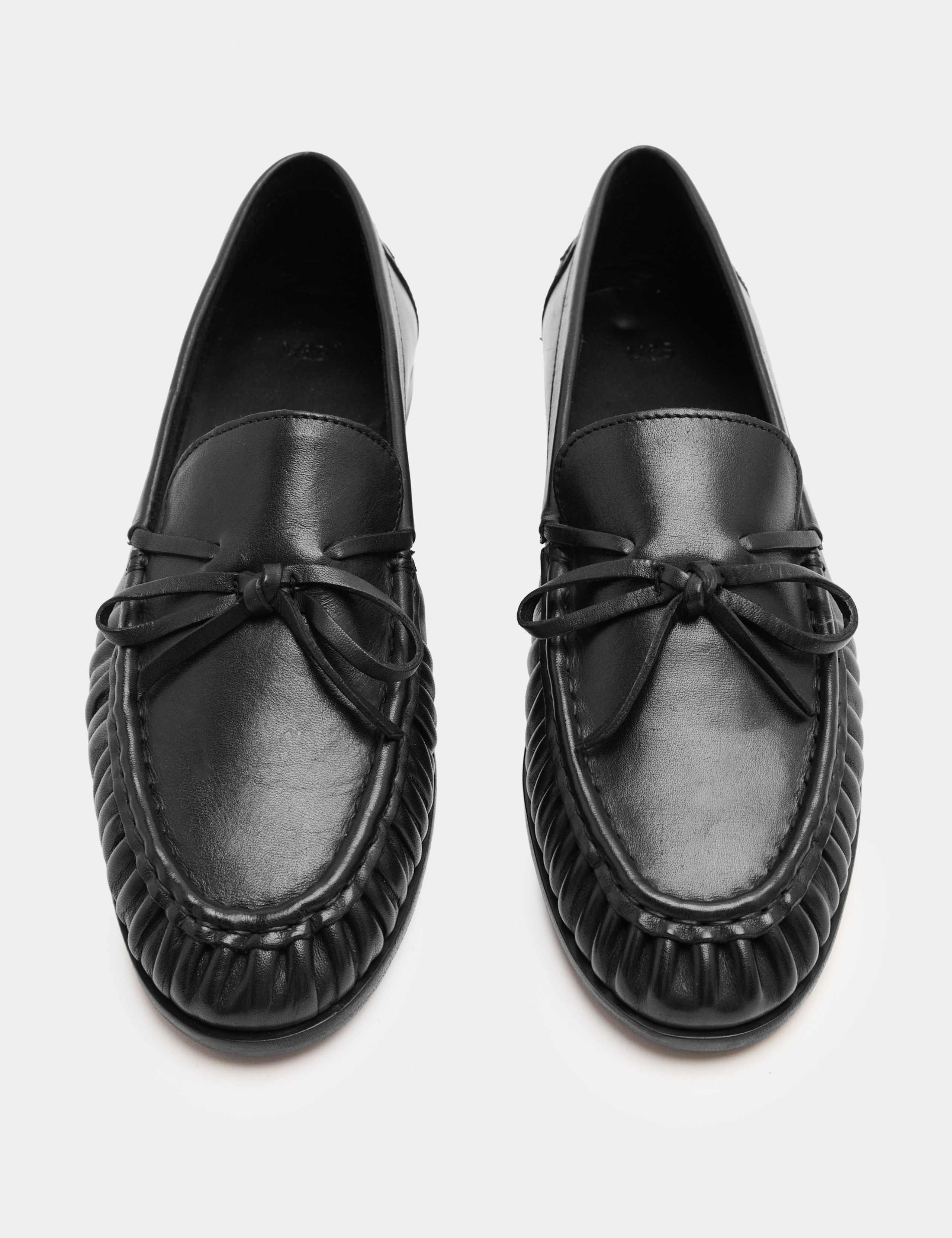 Leather Bow Slip On Loafers