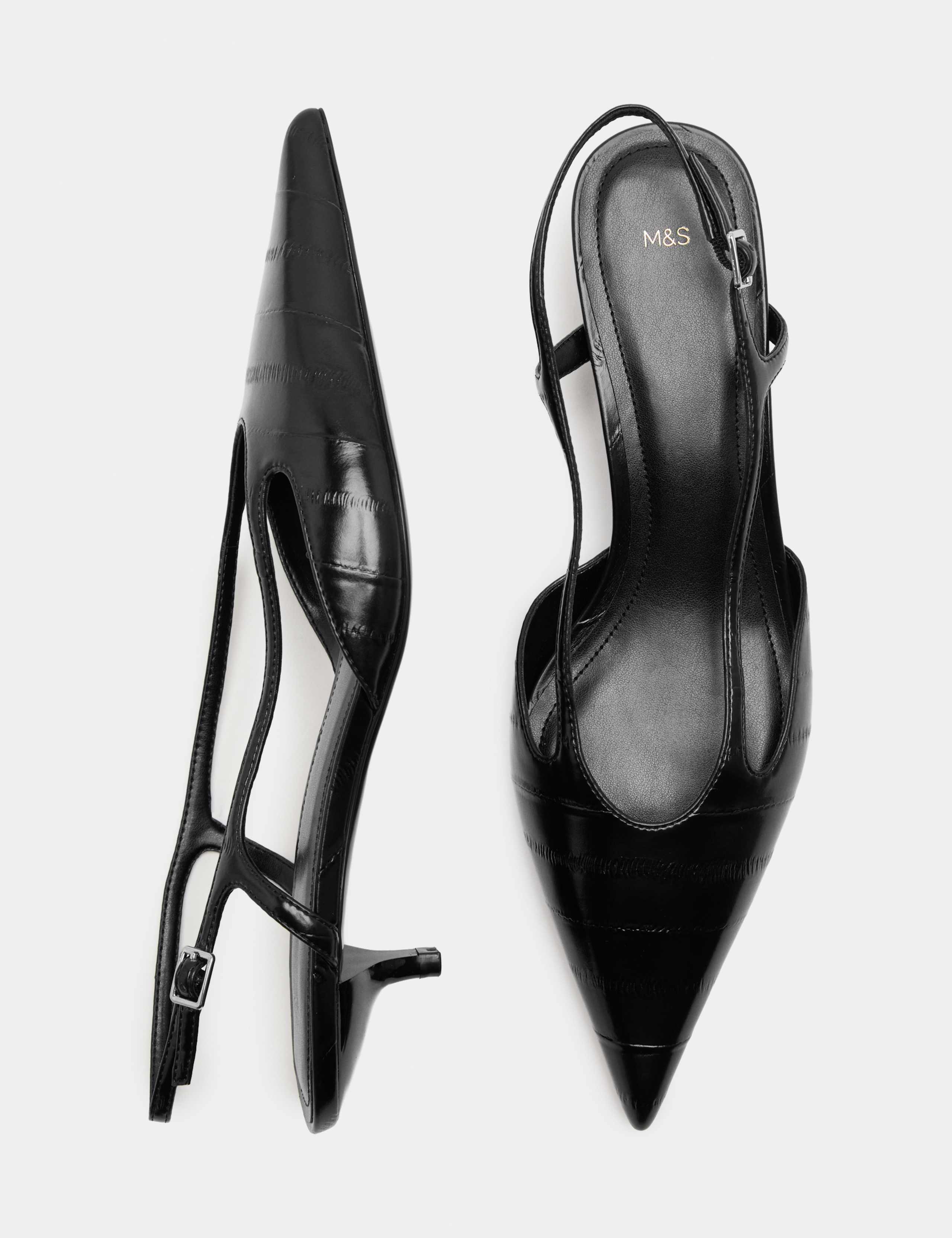 Ankle Strap Kitten Heel Pointed Slingback Shoes
