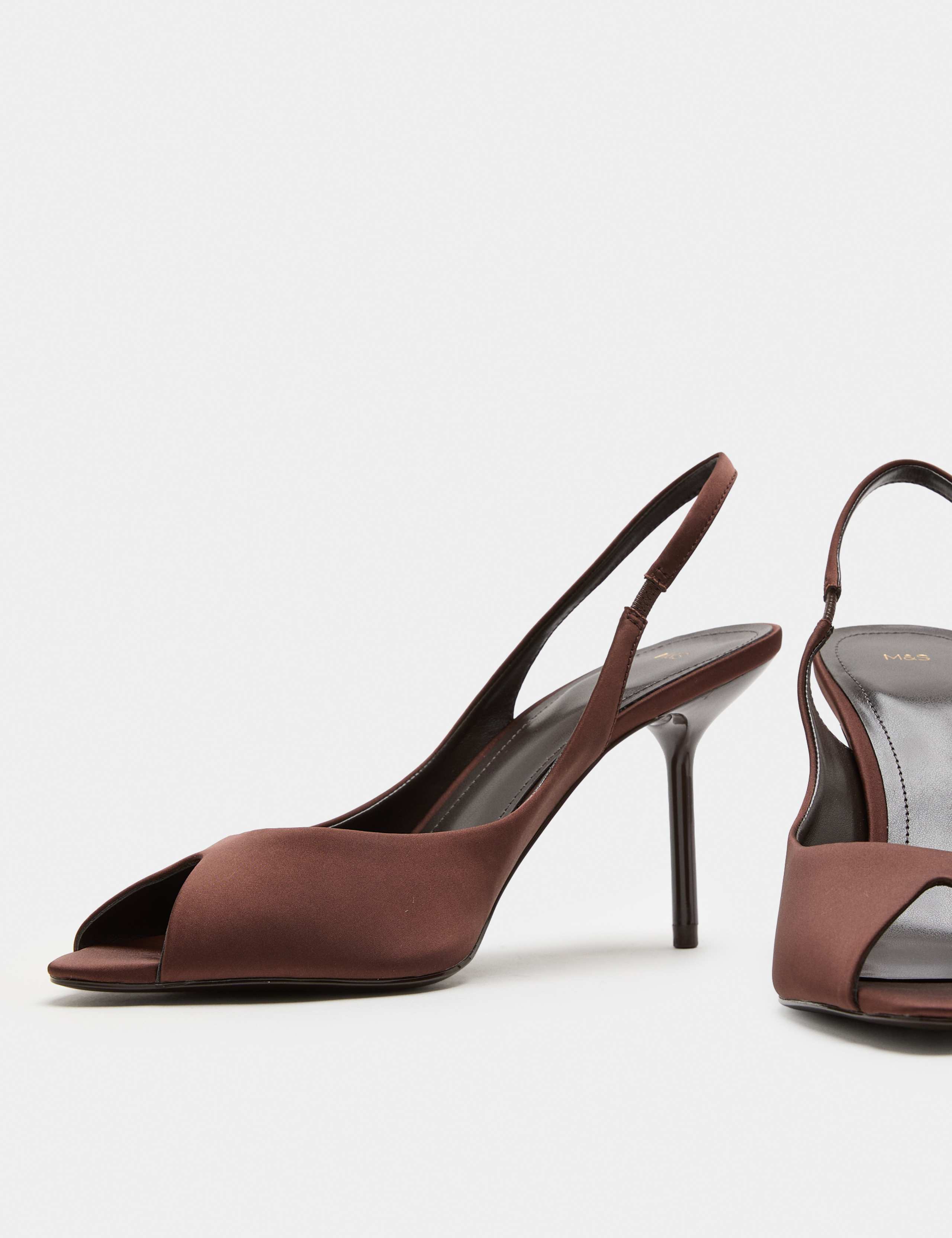 Satin Stiletto Heel Peep Toe Slingback Shoes