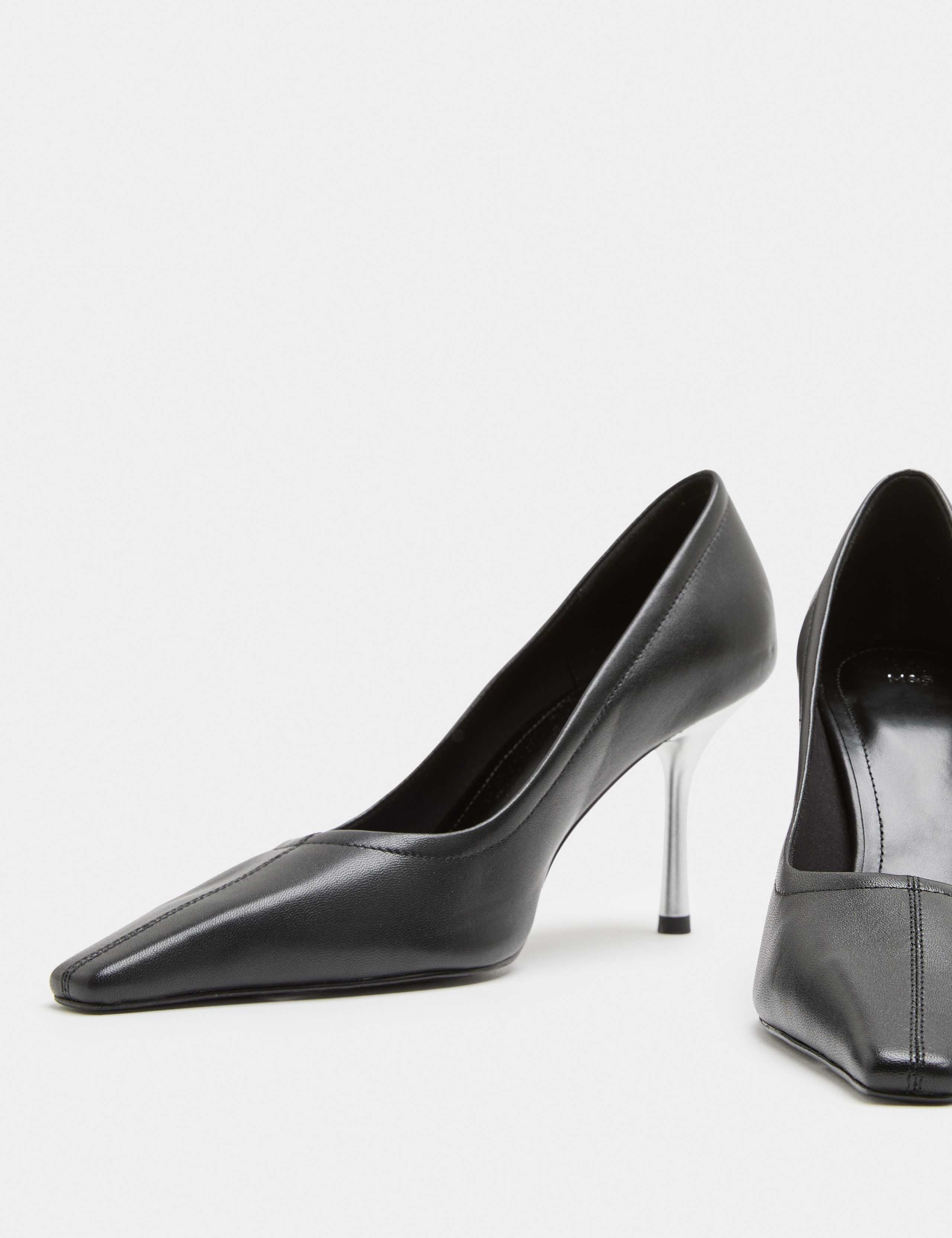 Leather Chisel Toe Stiletto Heel Court Shoes