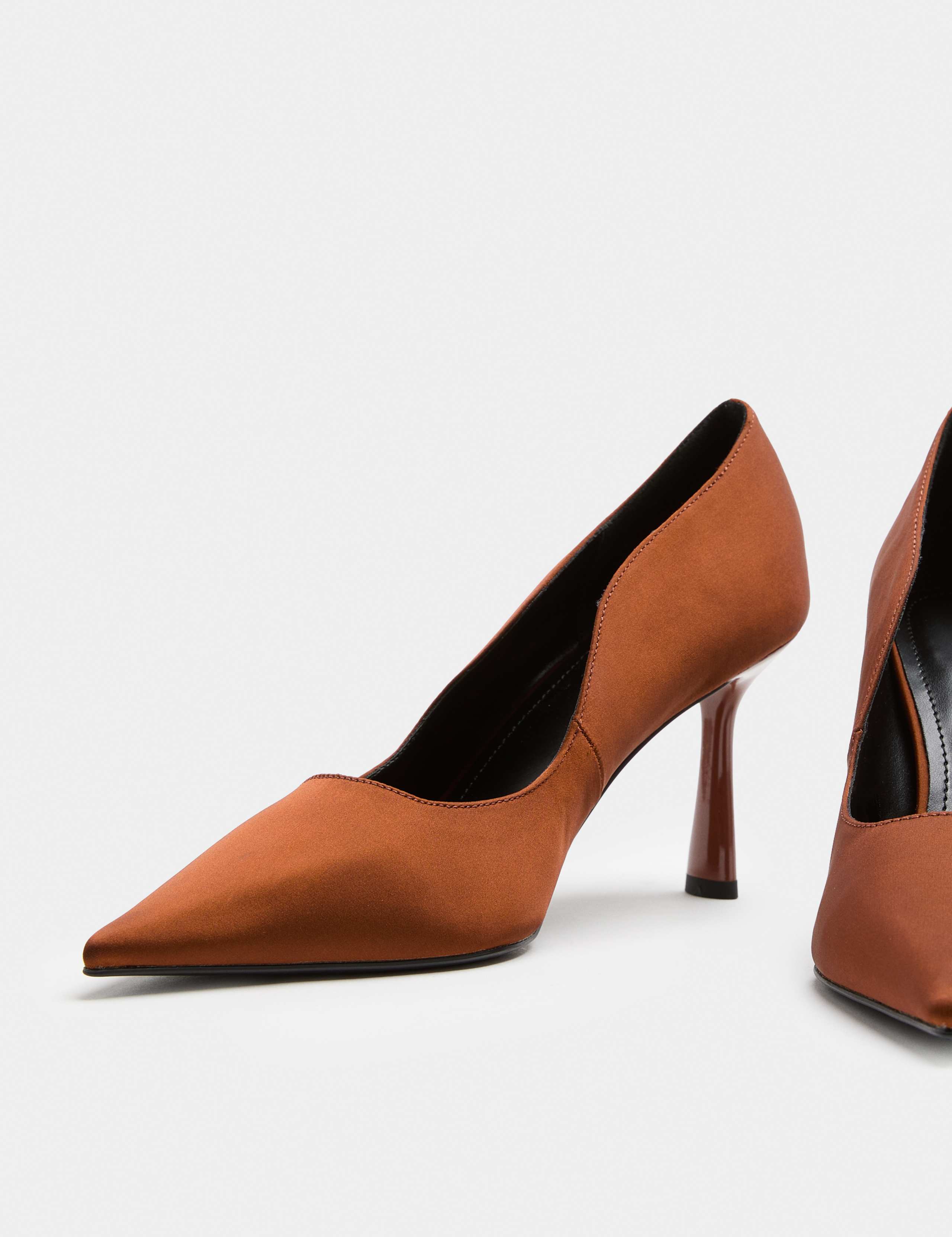 Satin Scalloped Trim Stiletto Court Shoes