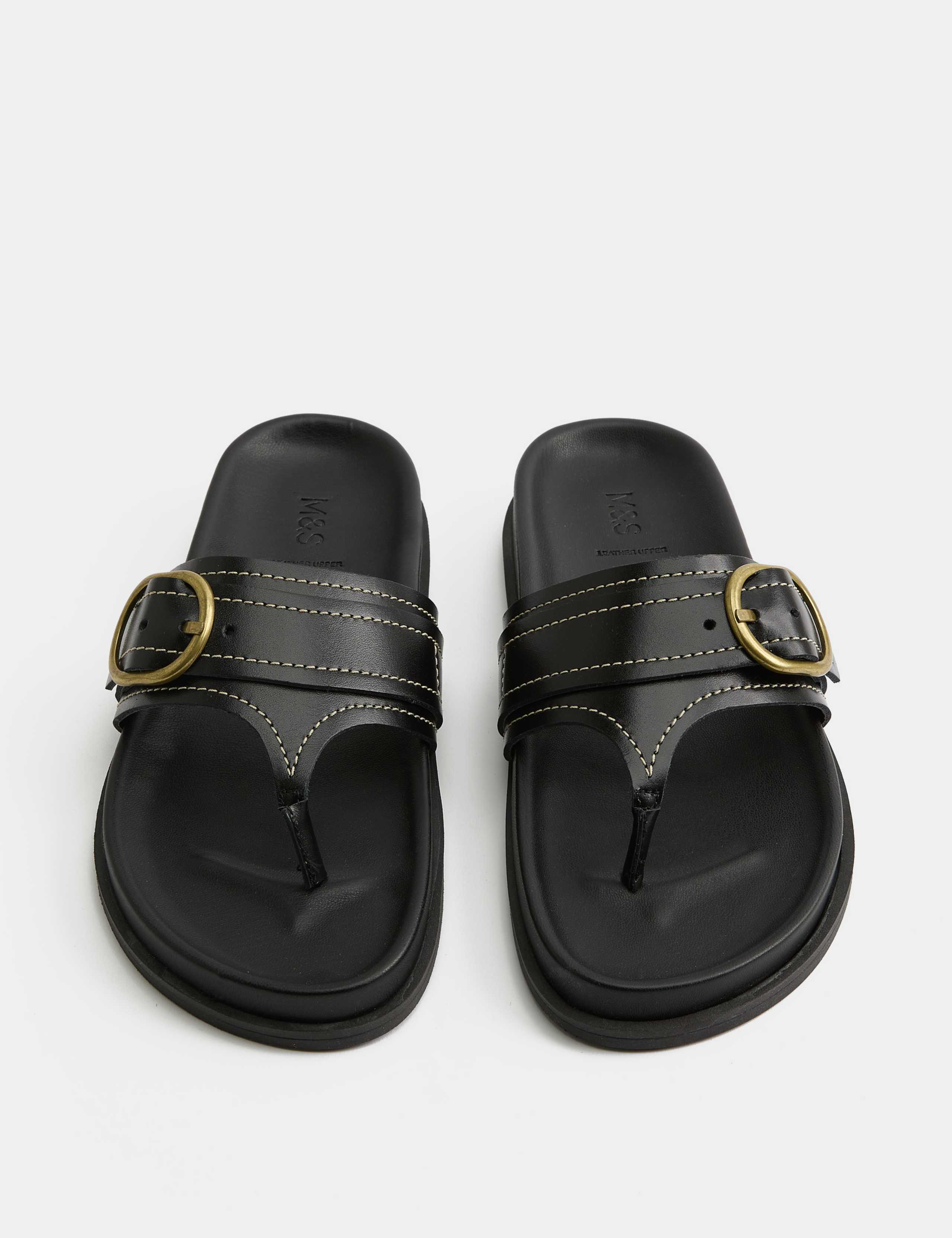 Leather Footbed Toe Post Sandals
