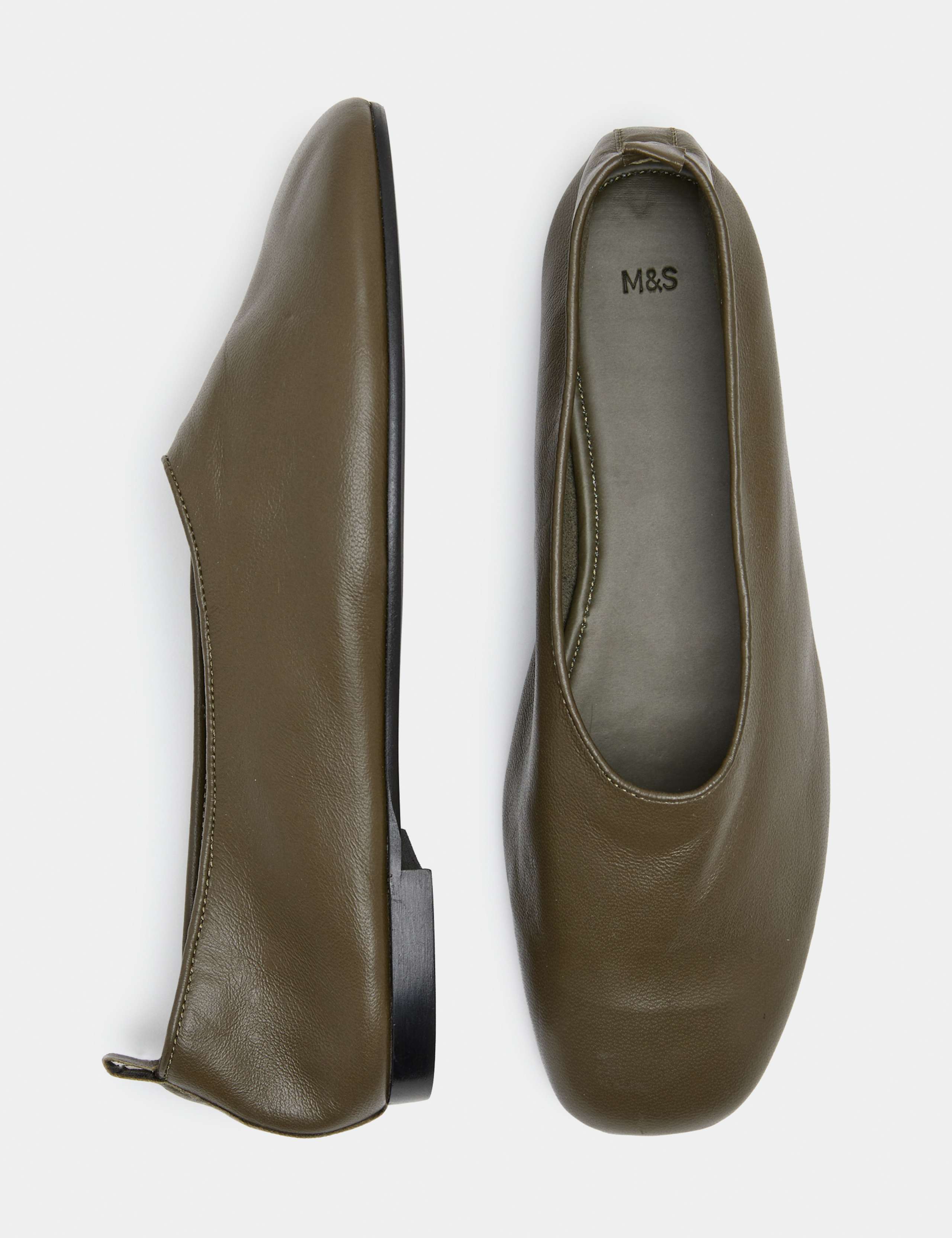 Leather High Vamp Flat Ballet Pumps