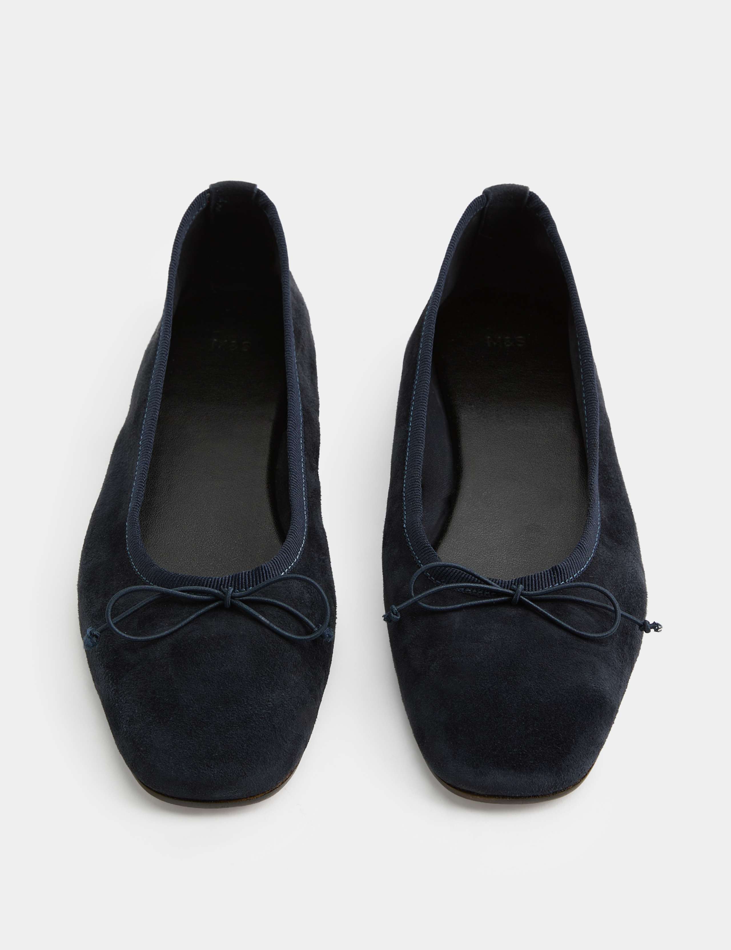 Suede Bow Flat Round Toe Ballet Pumps
