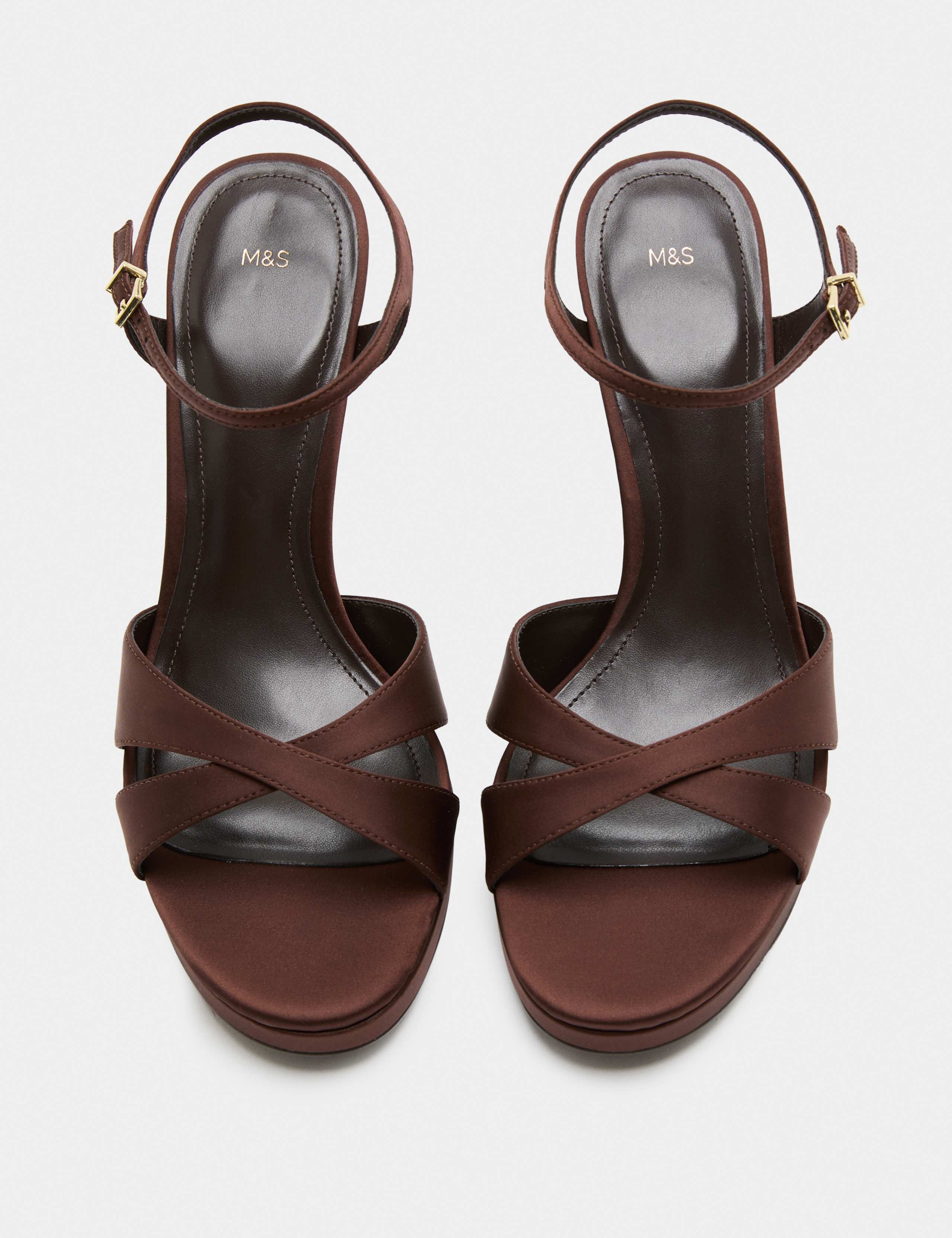 Buckle Crossover Block Heel Sandals