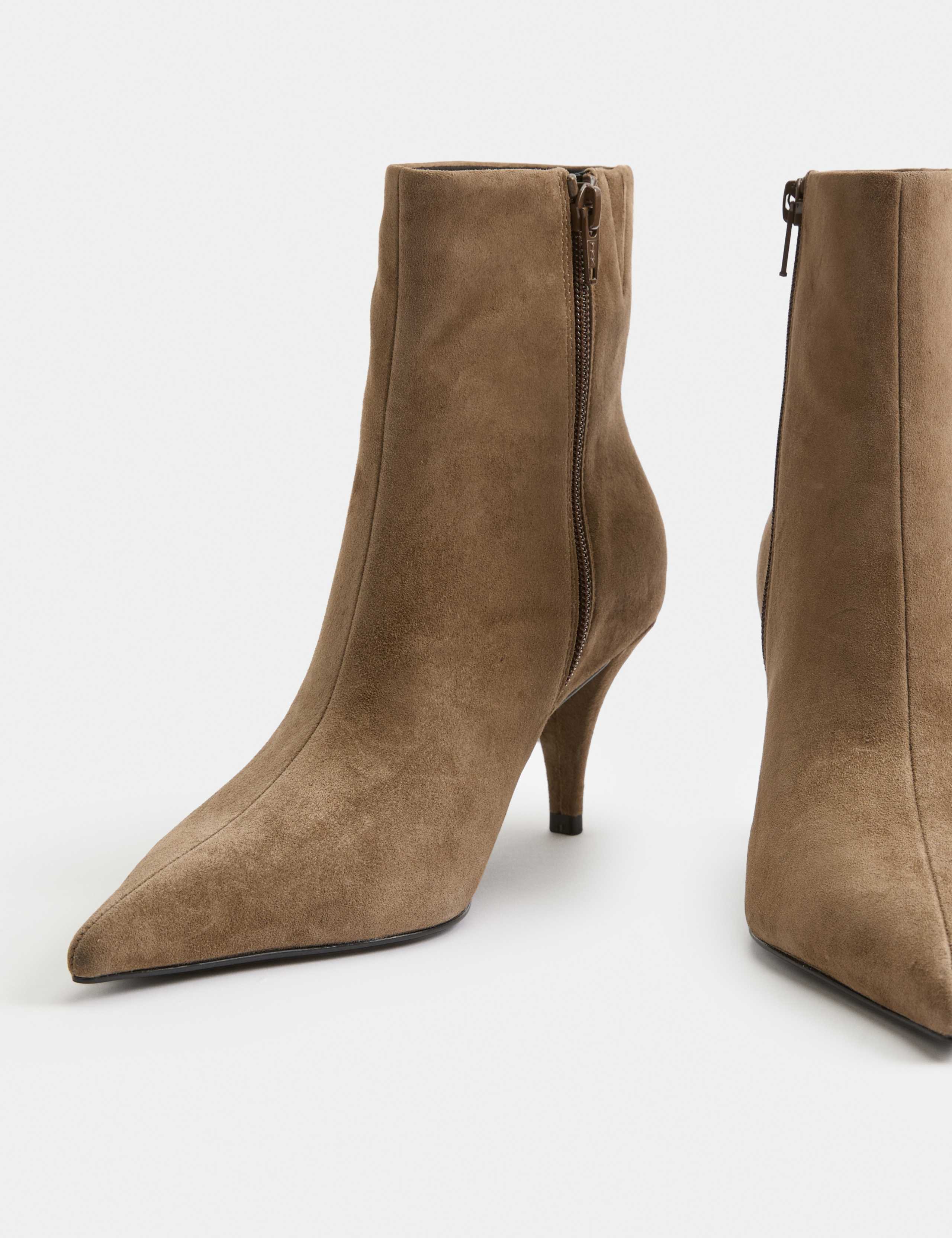 Suede Stiletto Heel Pointed Toe Ankle Boot