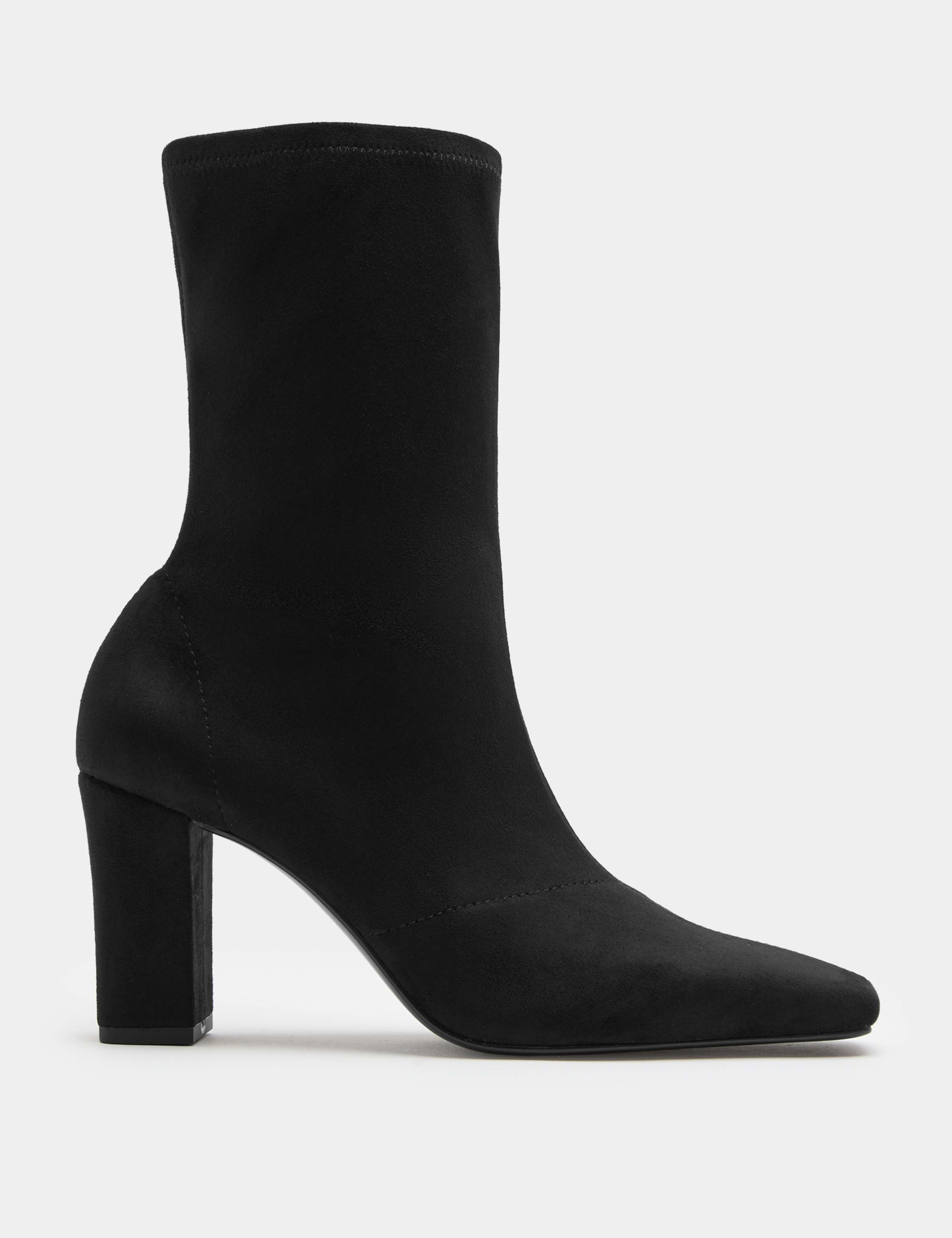 Square Toe Block Heel Sock Boot