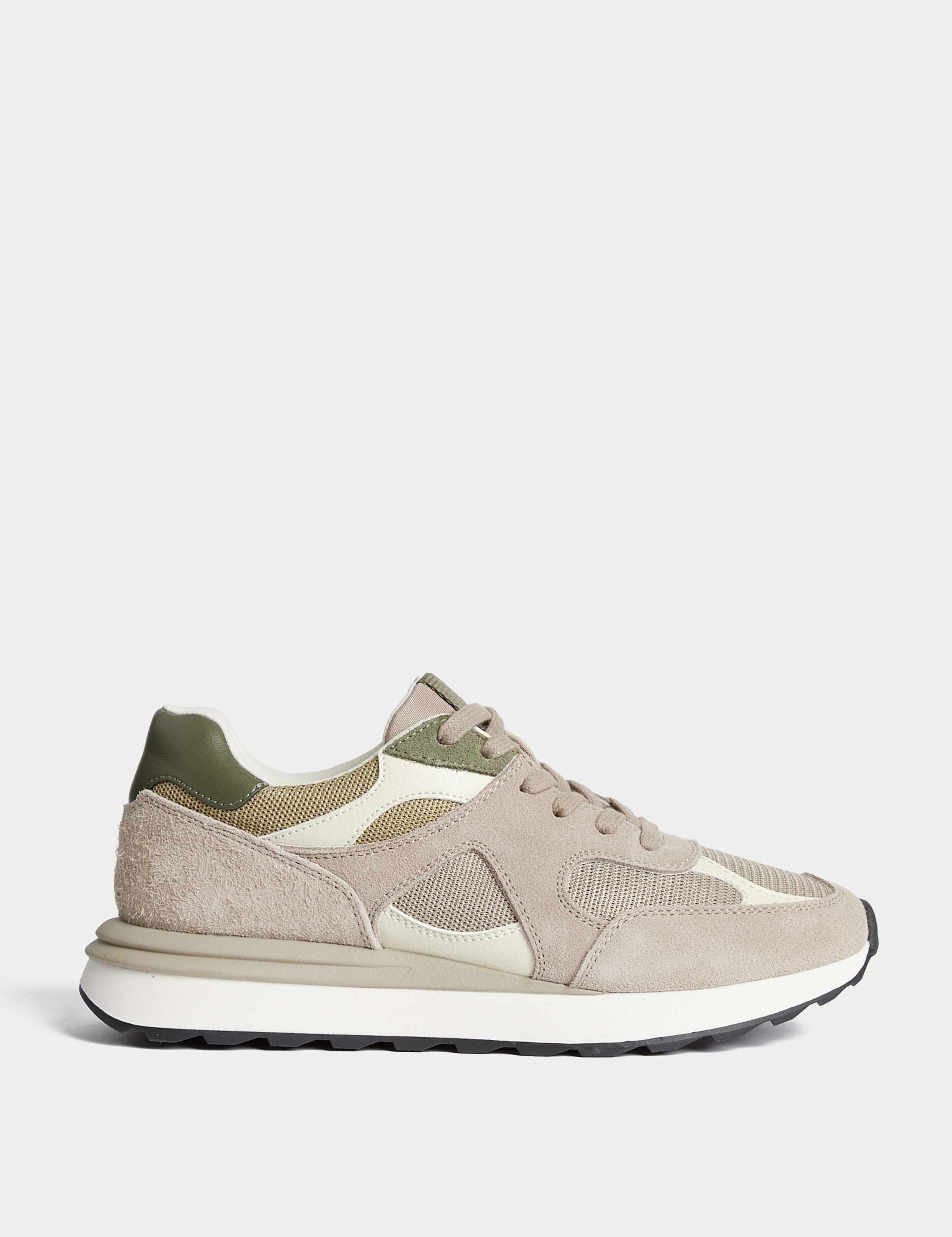 Suede Mesh Detail Trainers