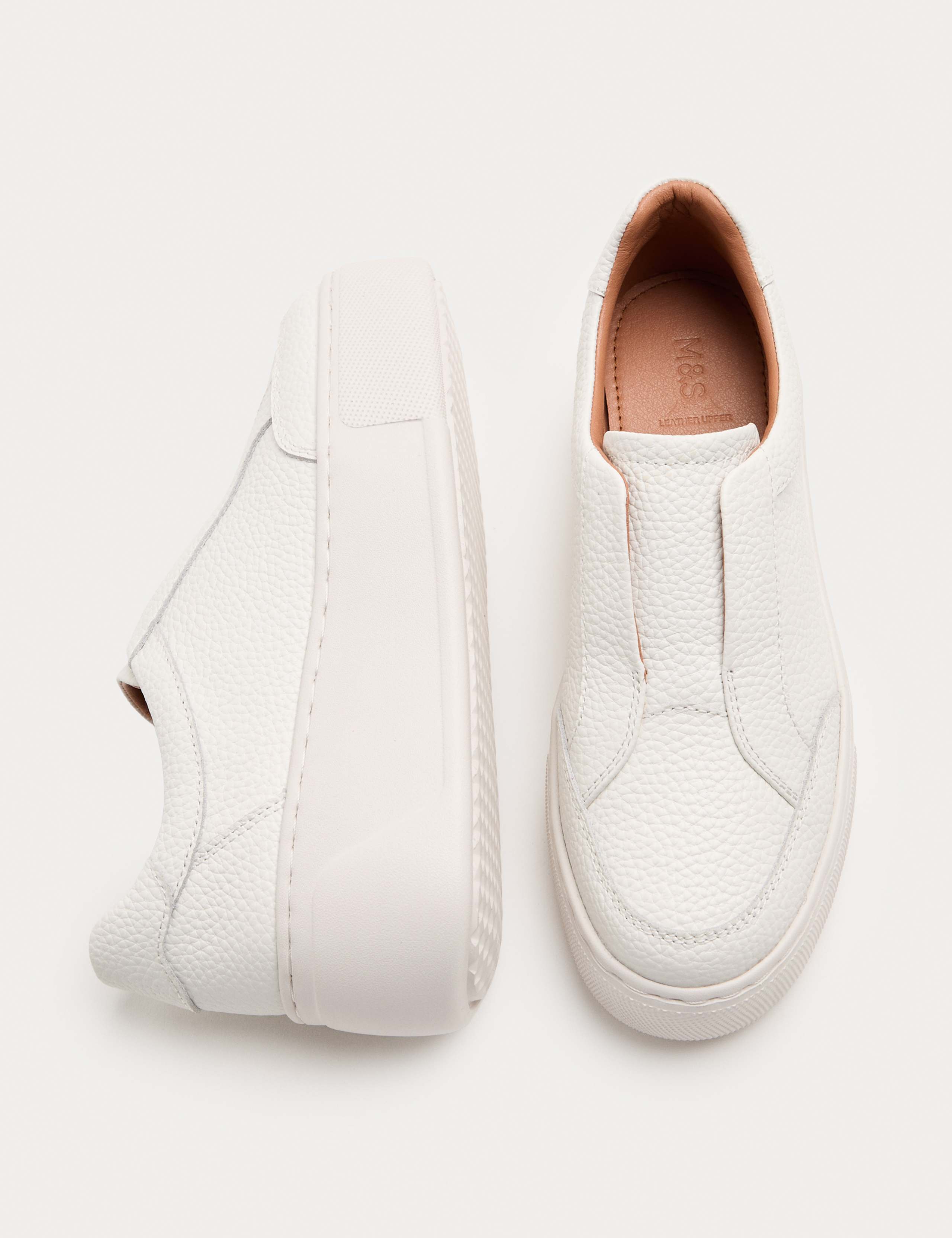 Leather Slip On Platform Trainers