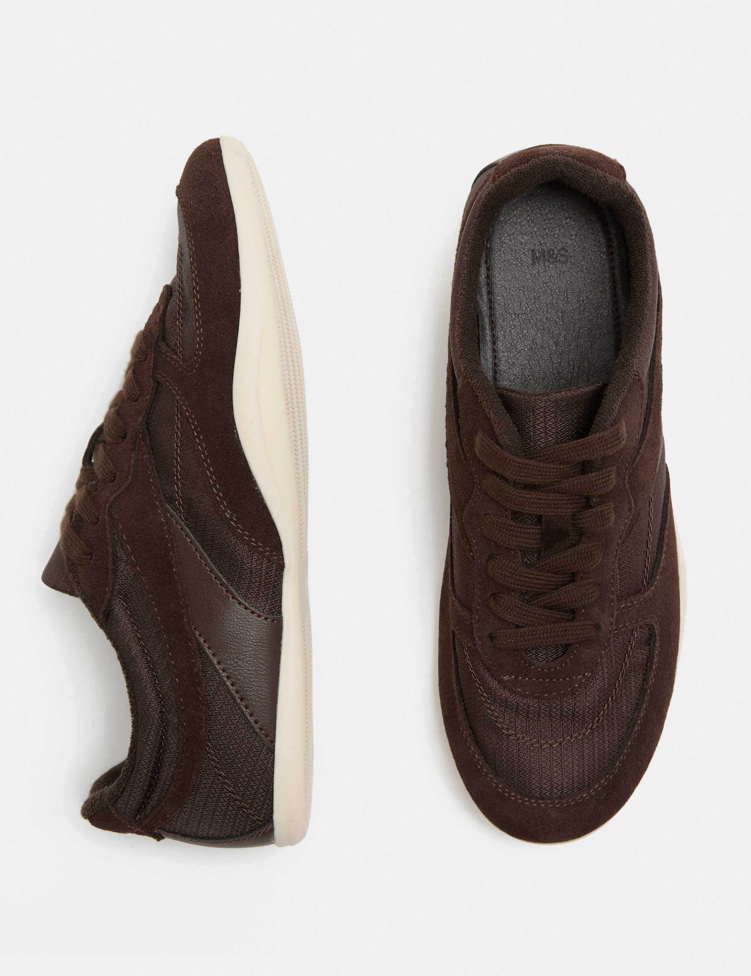 Leather Mix Side Detail Retro Runner Trainers