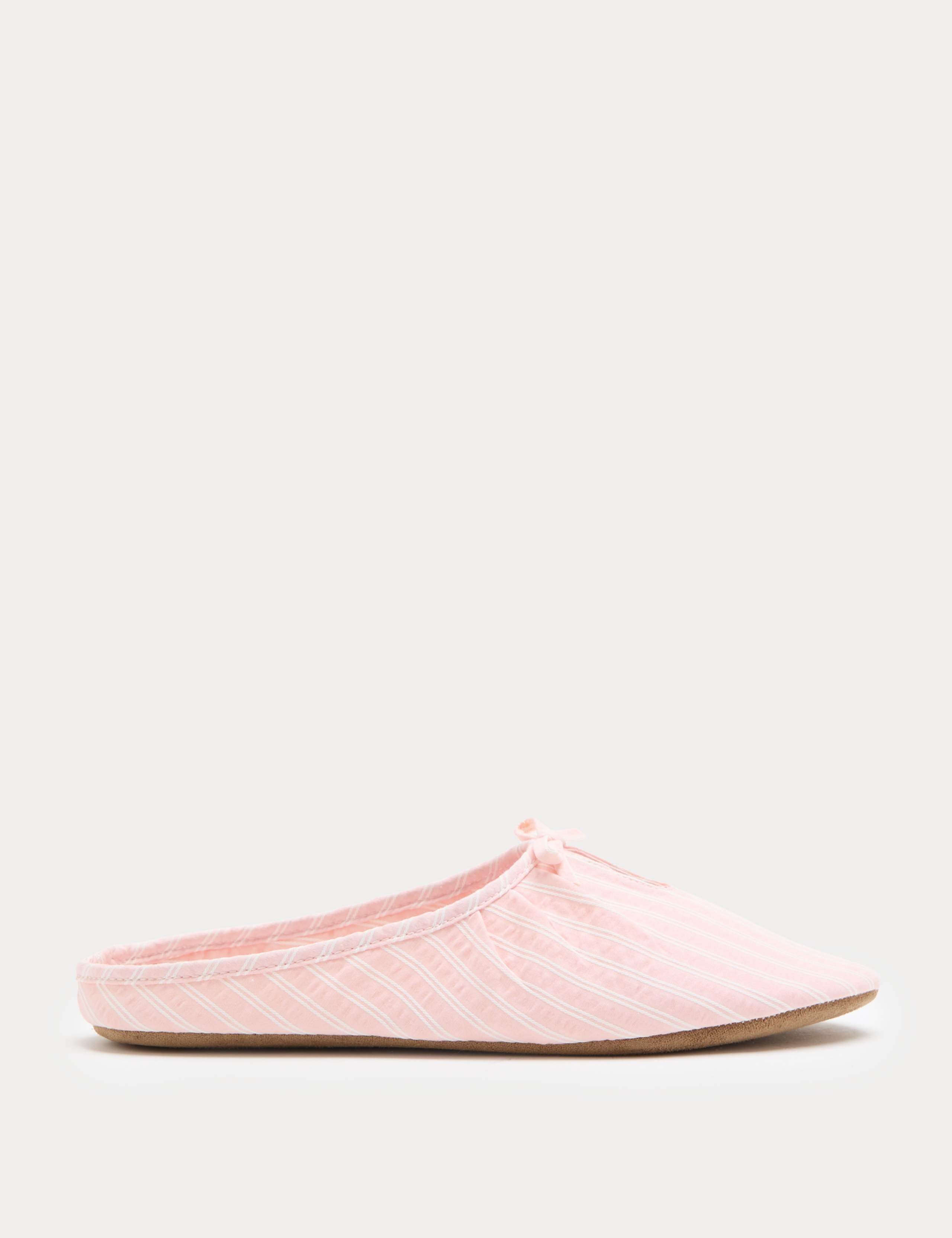 Striped Bow Mule Slippers