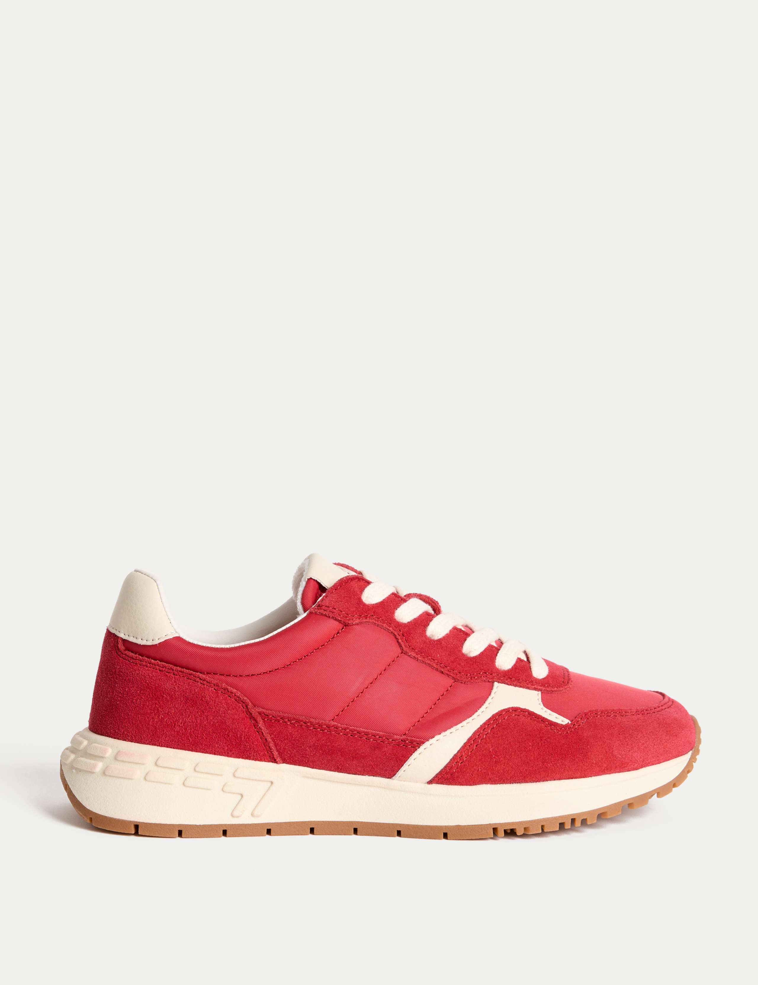 Suede Panel Lace-Up Trainers