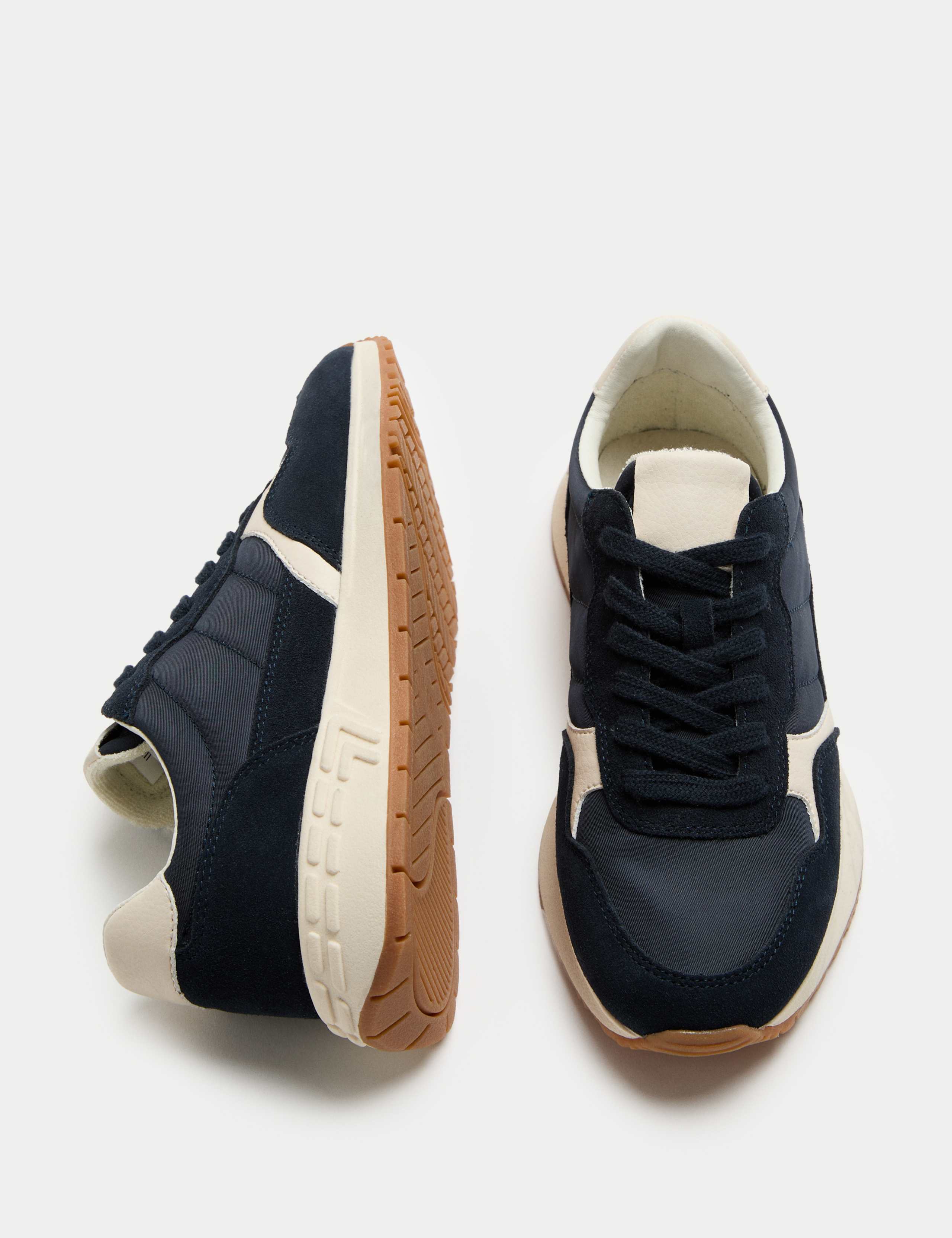 Suede Panel Lace-Up Trainers