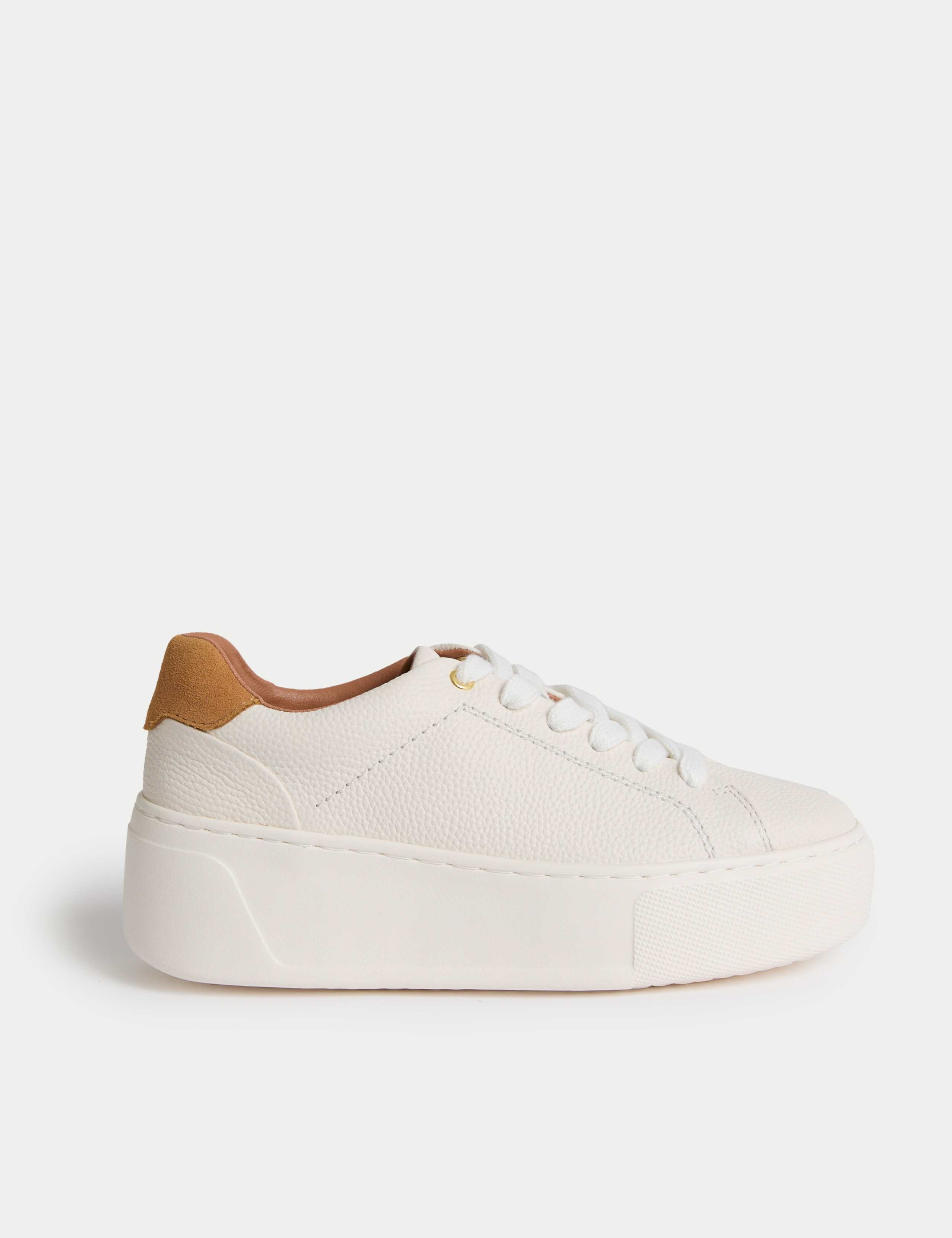 Leather Lace Up Platform Trainers with Freshfeet™