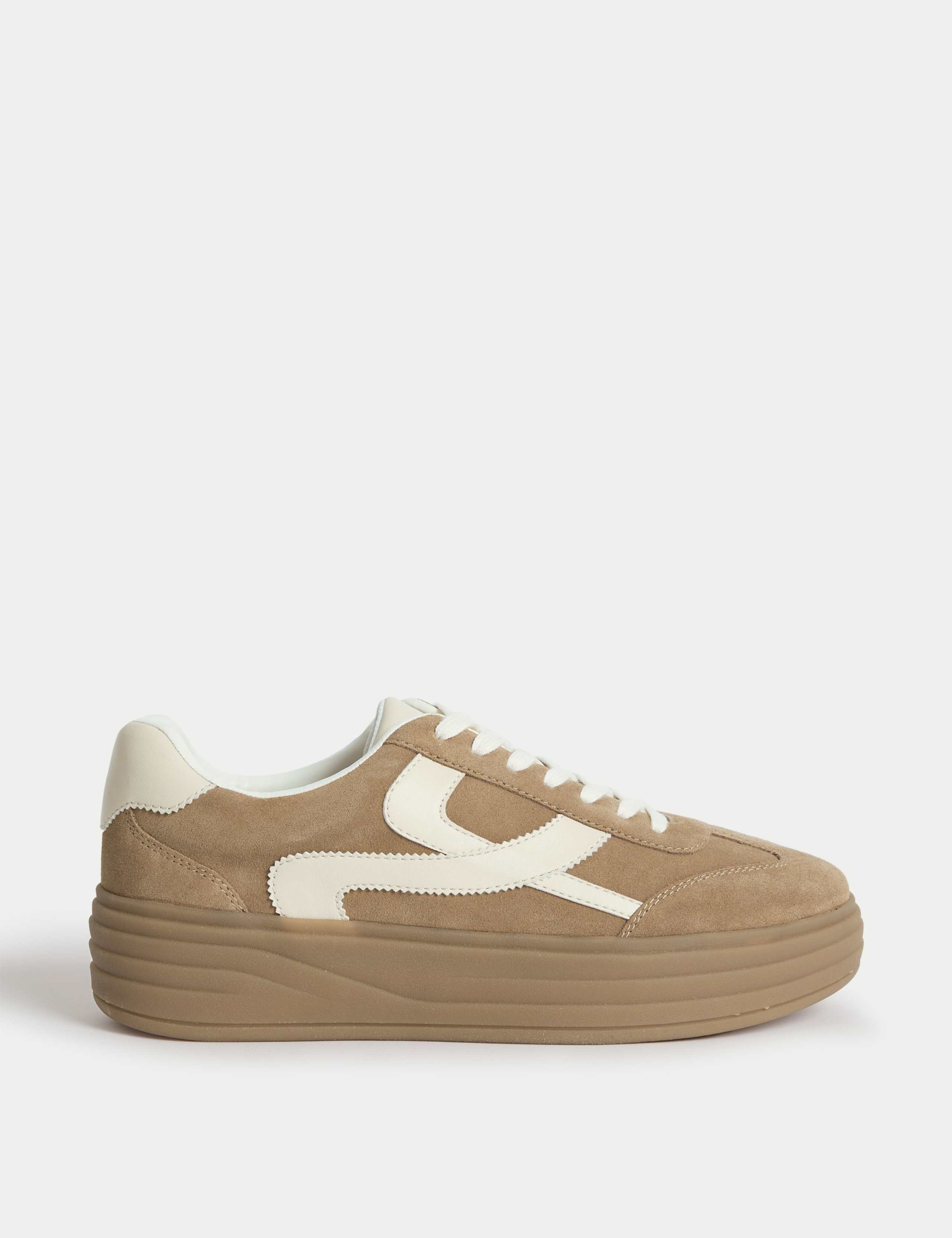 Suede Side Detail Platform Trainers