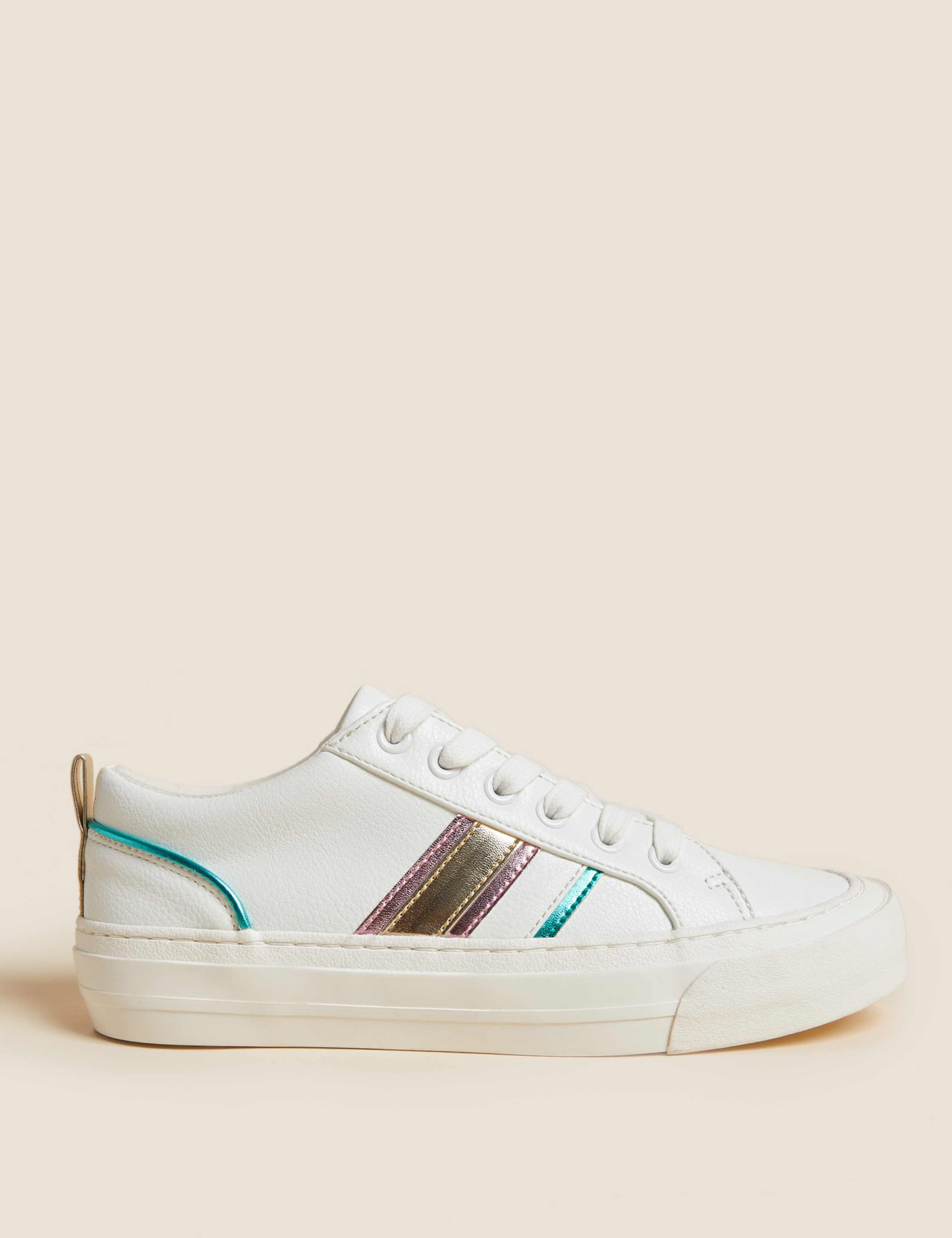Lace Up Striped Trainers